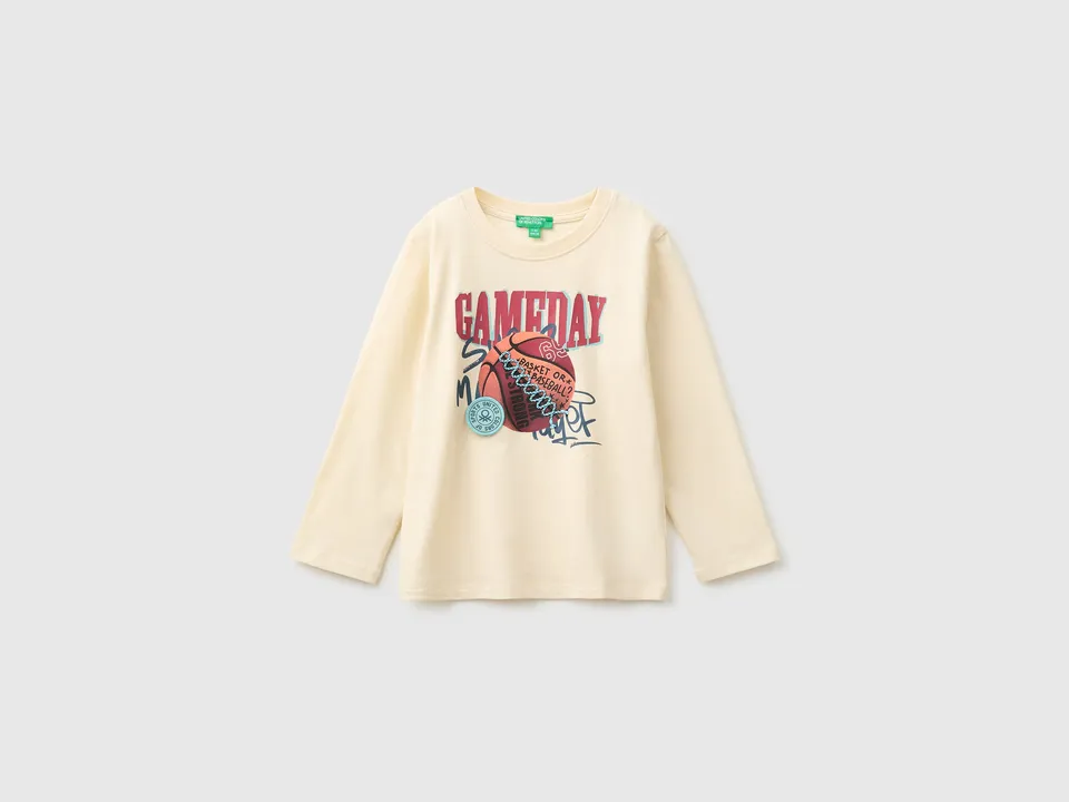 United Colors of Benetton T-shirt cotone biologico stampa ricamo 104