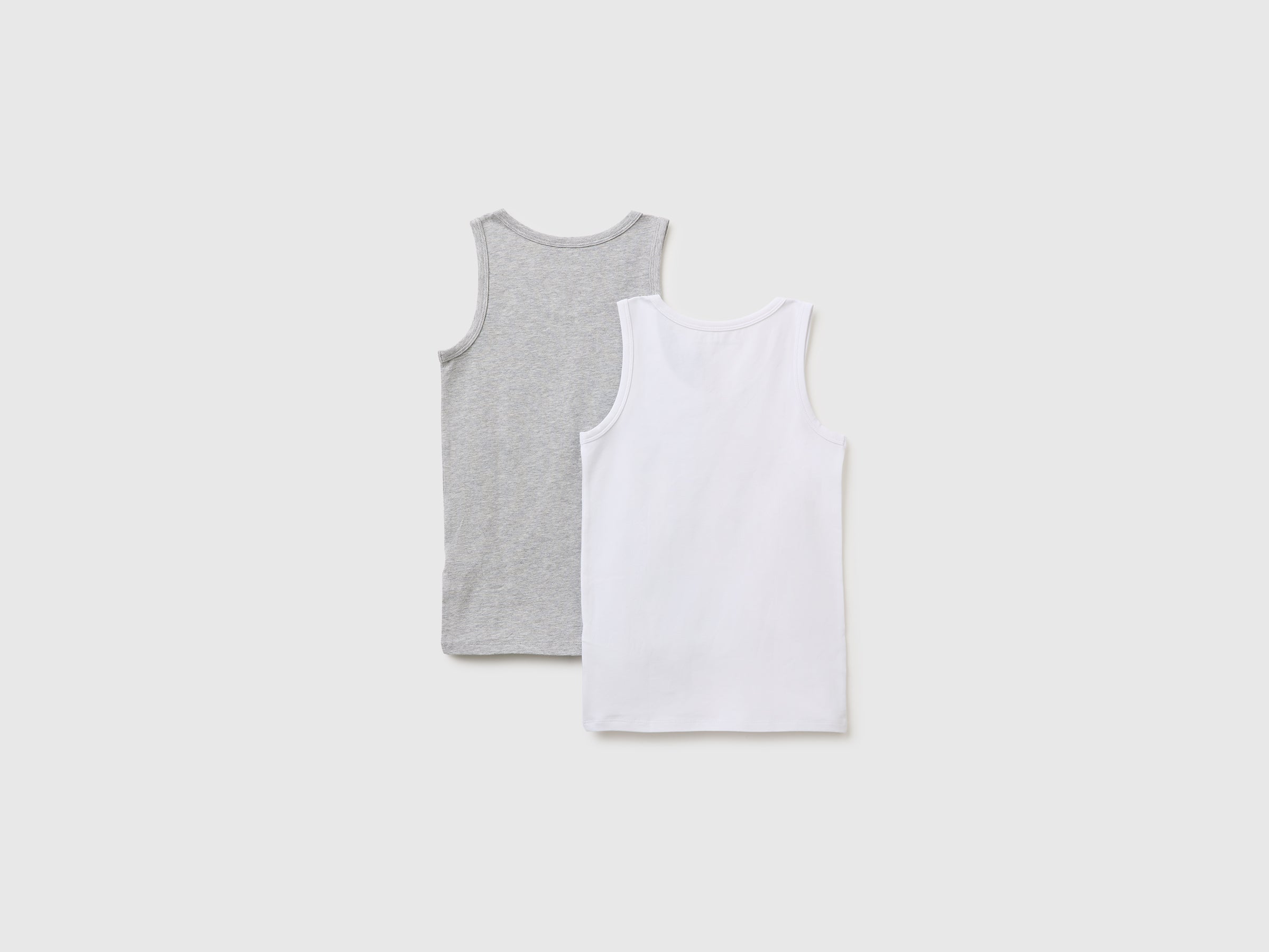 United Colors of Benetton Canotte Cotone Elasticizzato 2 Pezzi Bianco Grigio