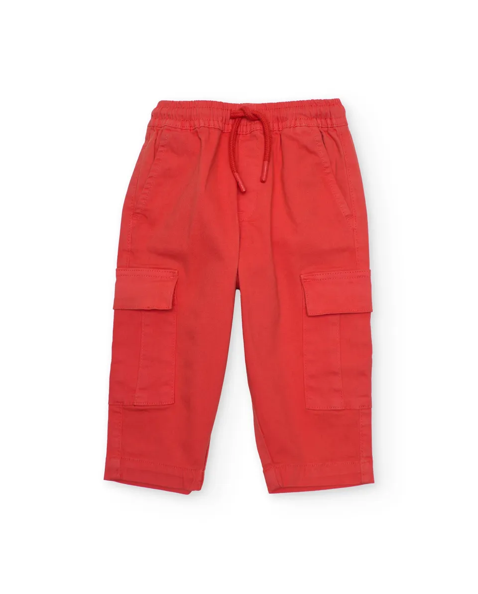 TucTuc Pantaloni cargo bambino tasche laterali rosso