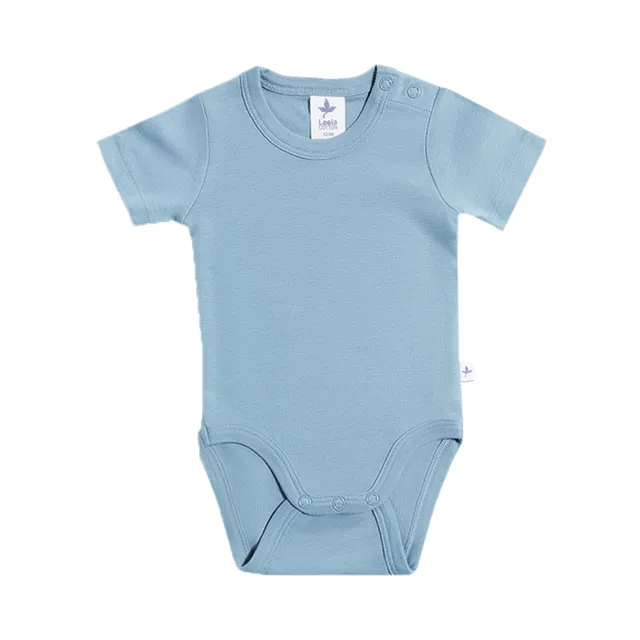 Leela Body Maniche Corte Azzurro Neonato Cotone Bio