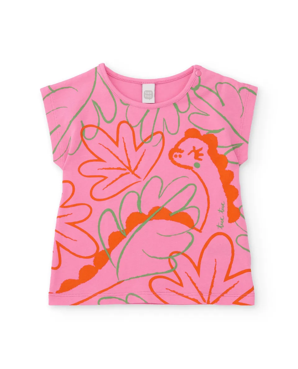 TucTuc Magliette t-shirt bambina dinosauro rosa