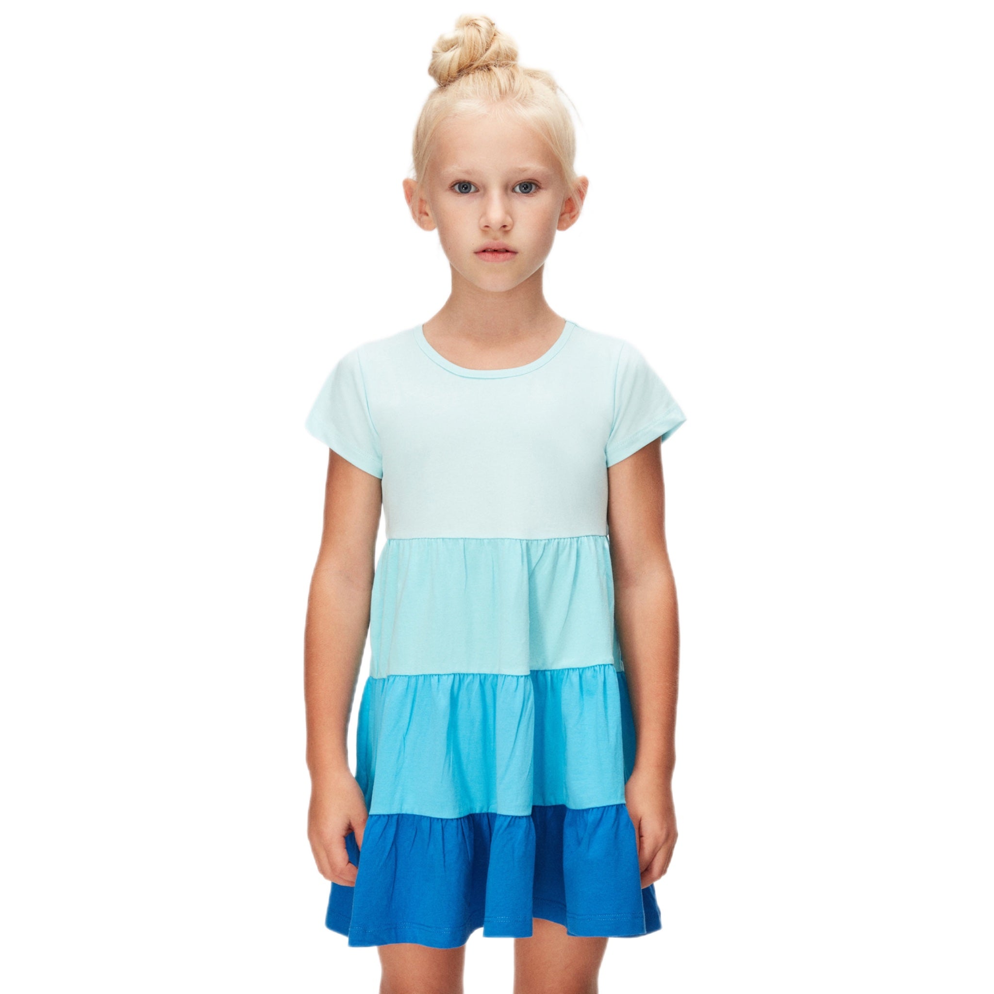 Lovetti Abito Bimba Tricolore Azzurro Cotone 1 Anno 86cm