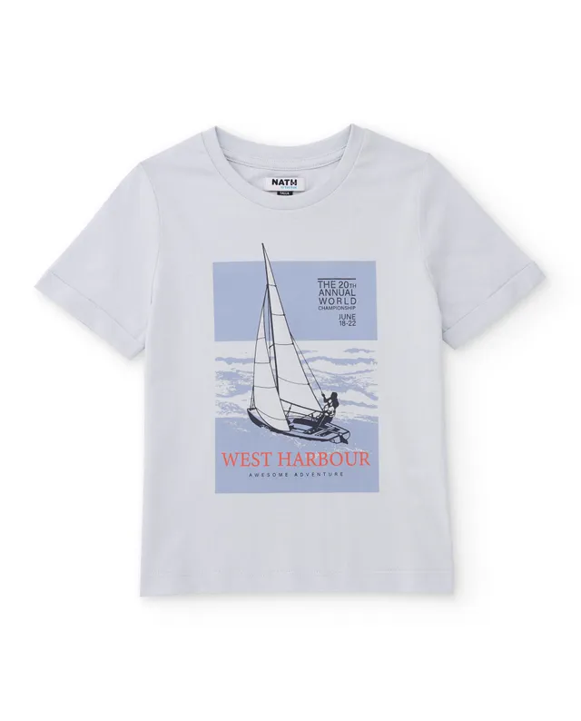 TucTuc Magliette T-Shirt Bambino Barca Celeste