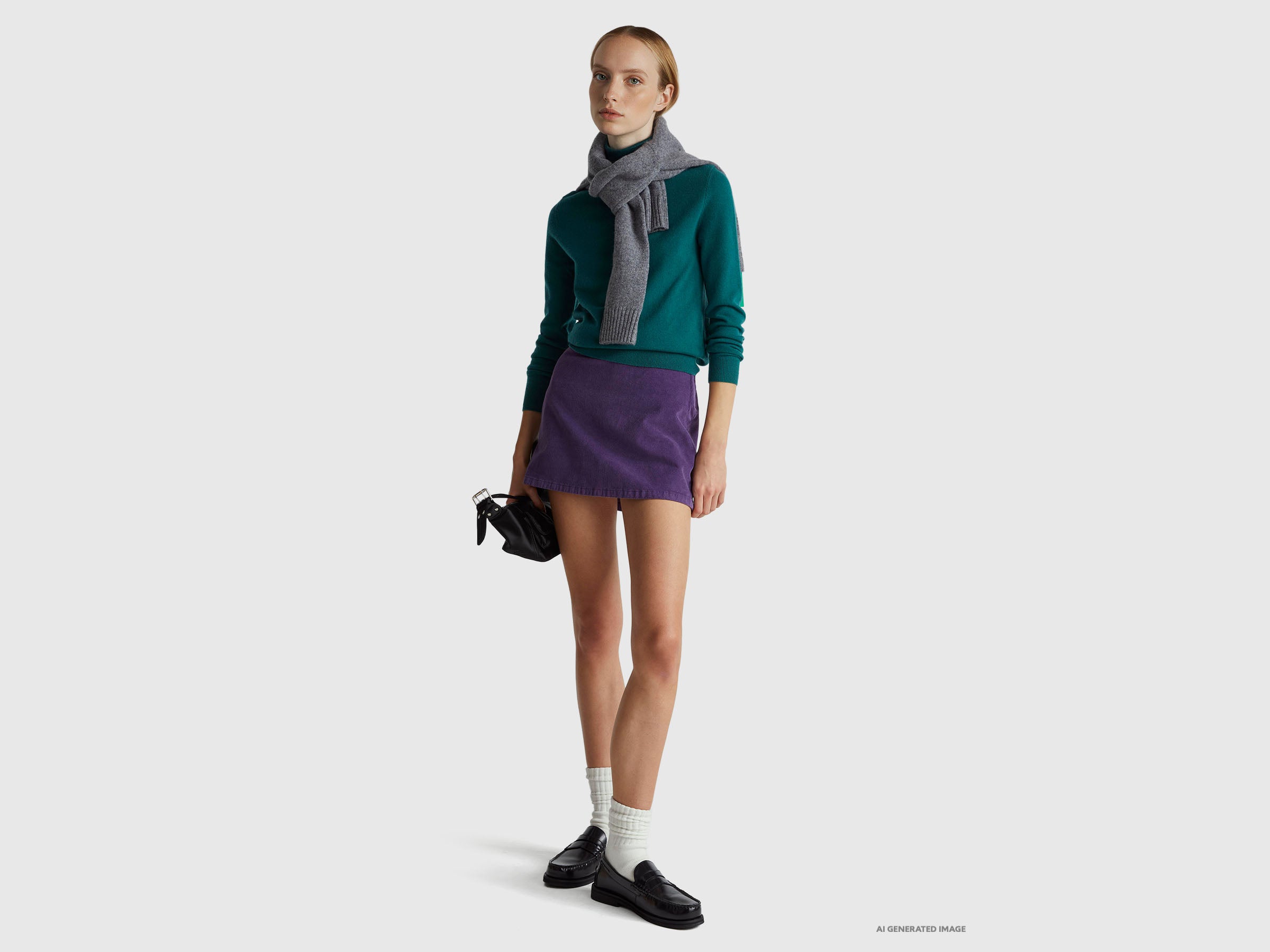 United Colors of Benetton Maglione Dolcevita Lana Merino Verde M