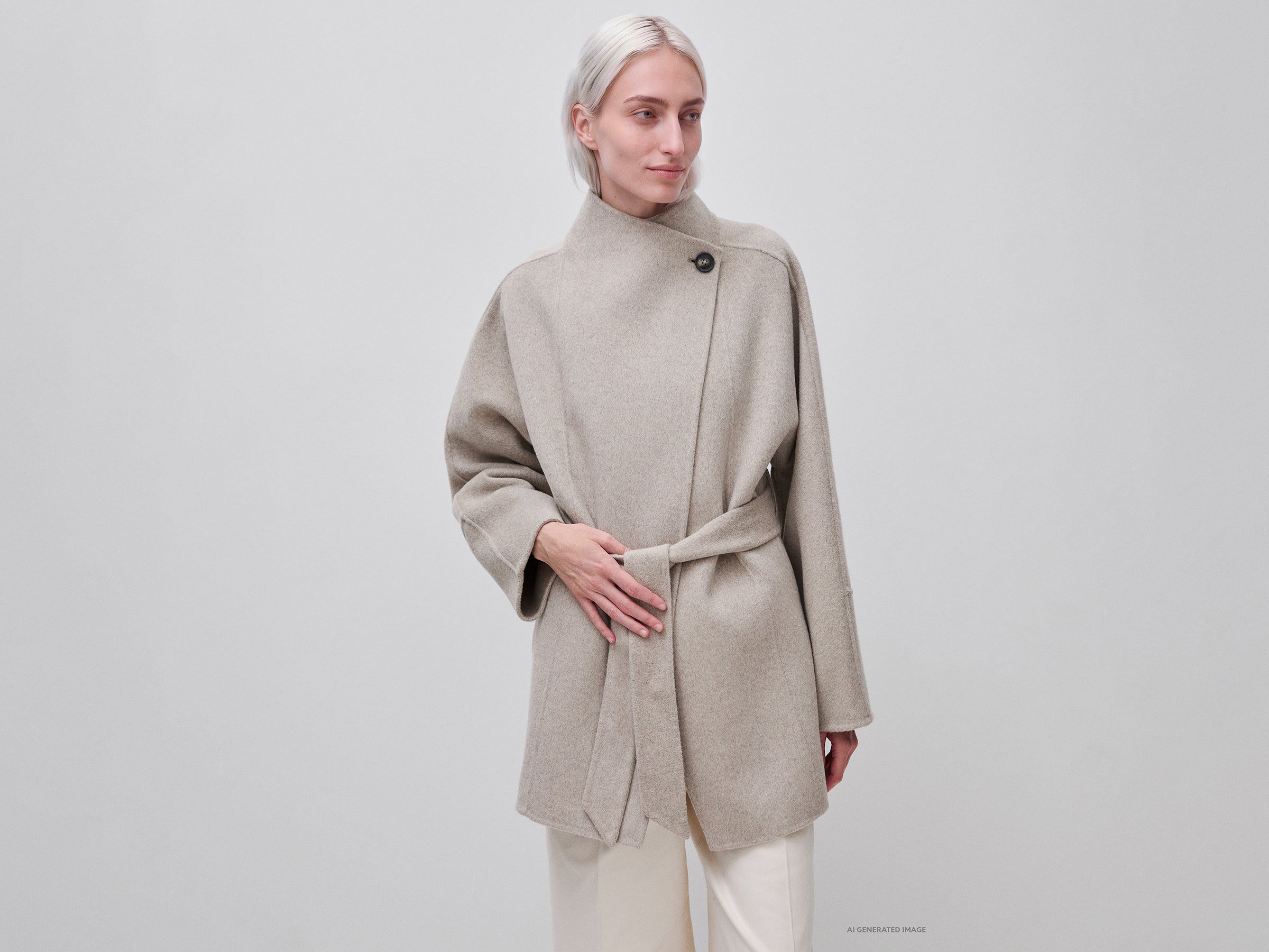 Benetton cappotto corto con cintura lana taglia M