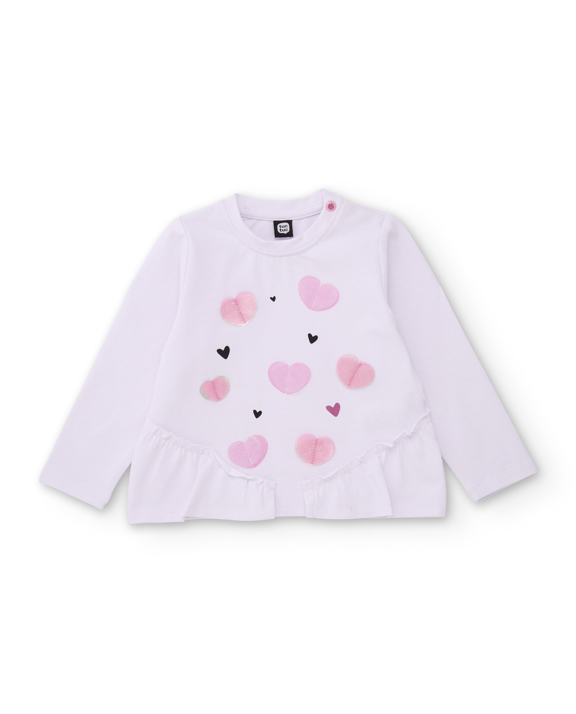 TucTuc Magliette Maglia Bimba Bianca Cuori Cotone