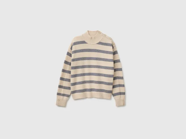 United Colors of Benetton Sweater buttons maglione collo alto lana