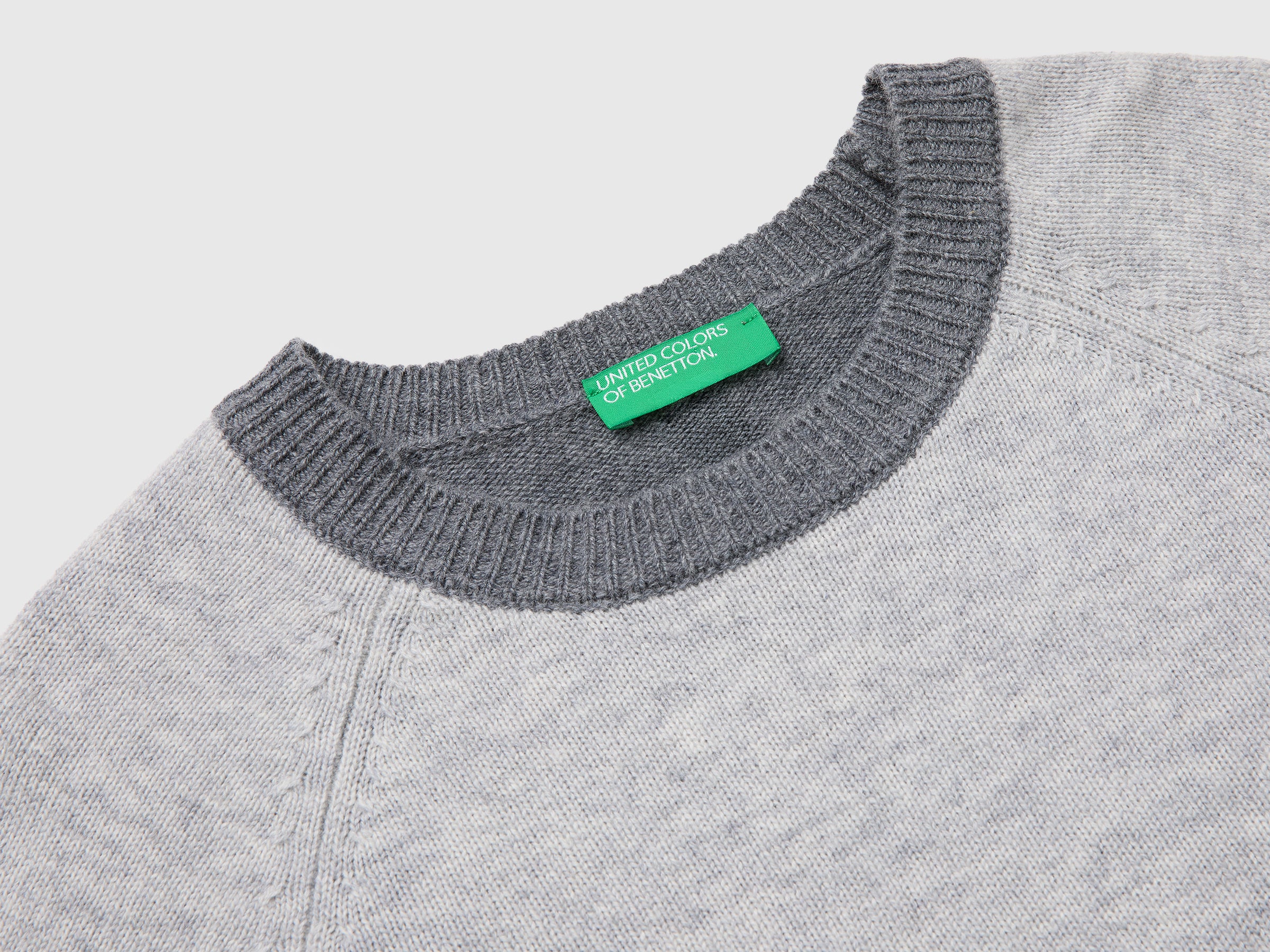 Benetton maglione lana color block girocollo M