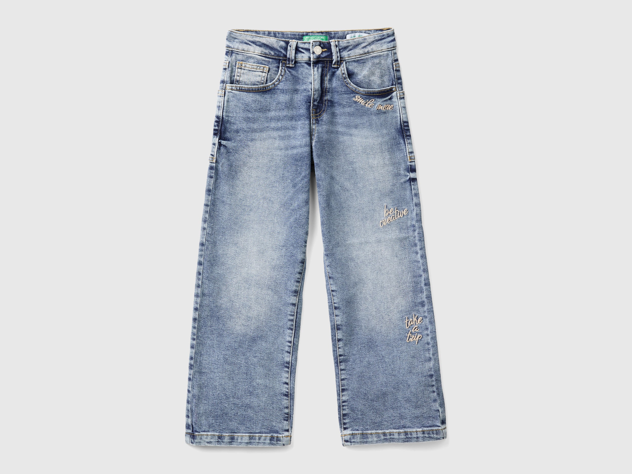 Benetton Jeans straight leg jeans denim cotone riciclato L