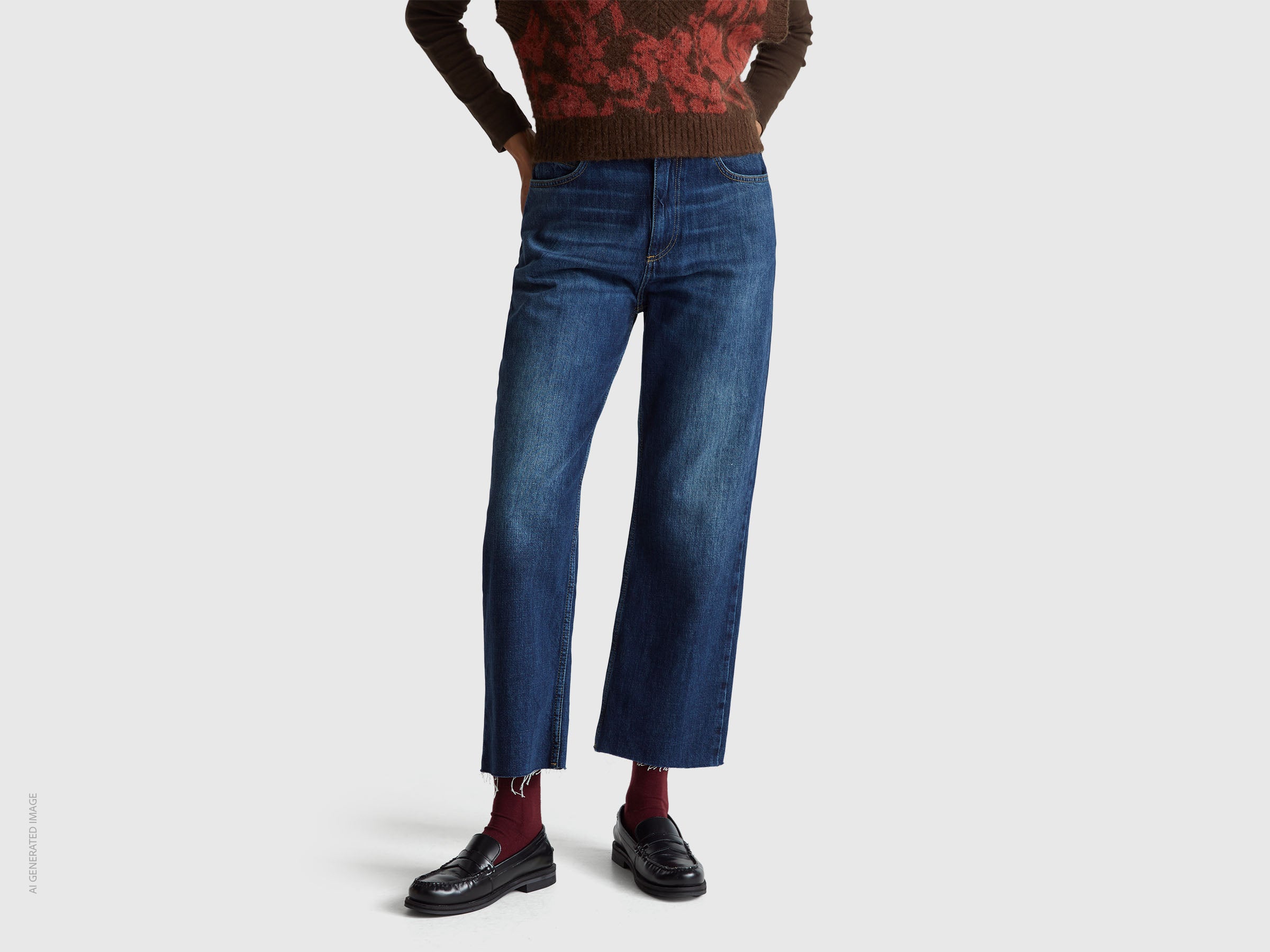 United Colors of Benetton Jeans cropped daddy fit denim taglia 29