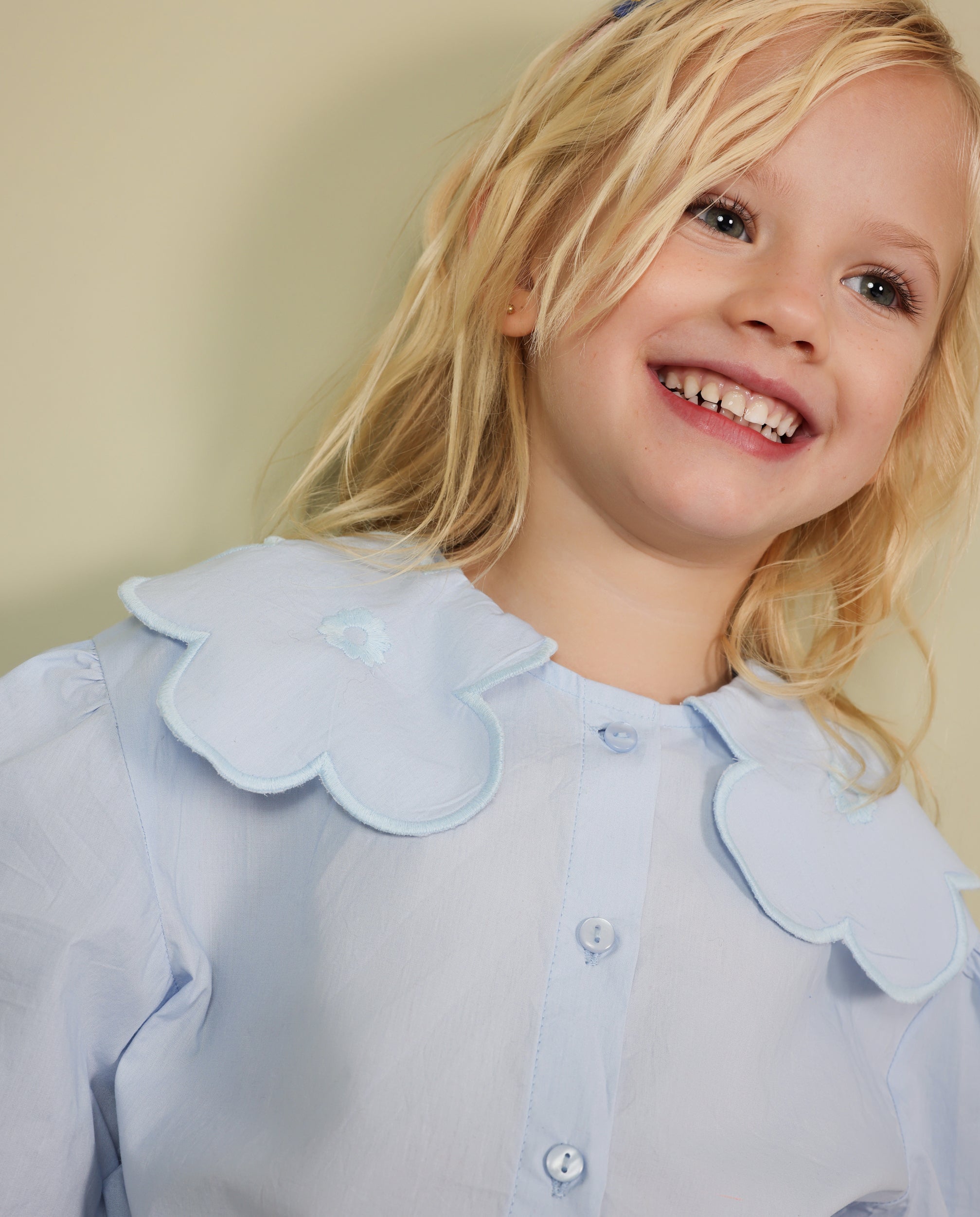 TucTuc Camicette Camicia Cotone Volant Azzurro Bimba