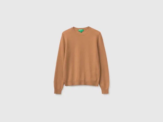 United Colors of Benetton Camel Maglione lana merino girocollo