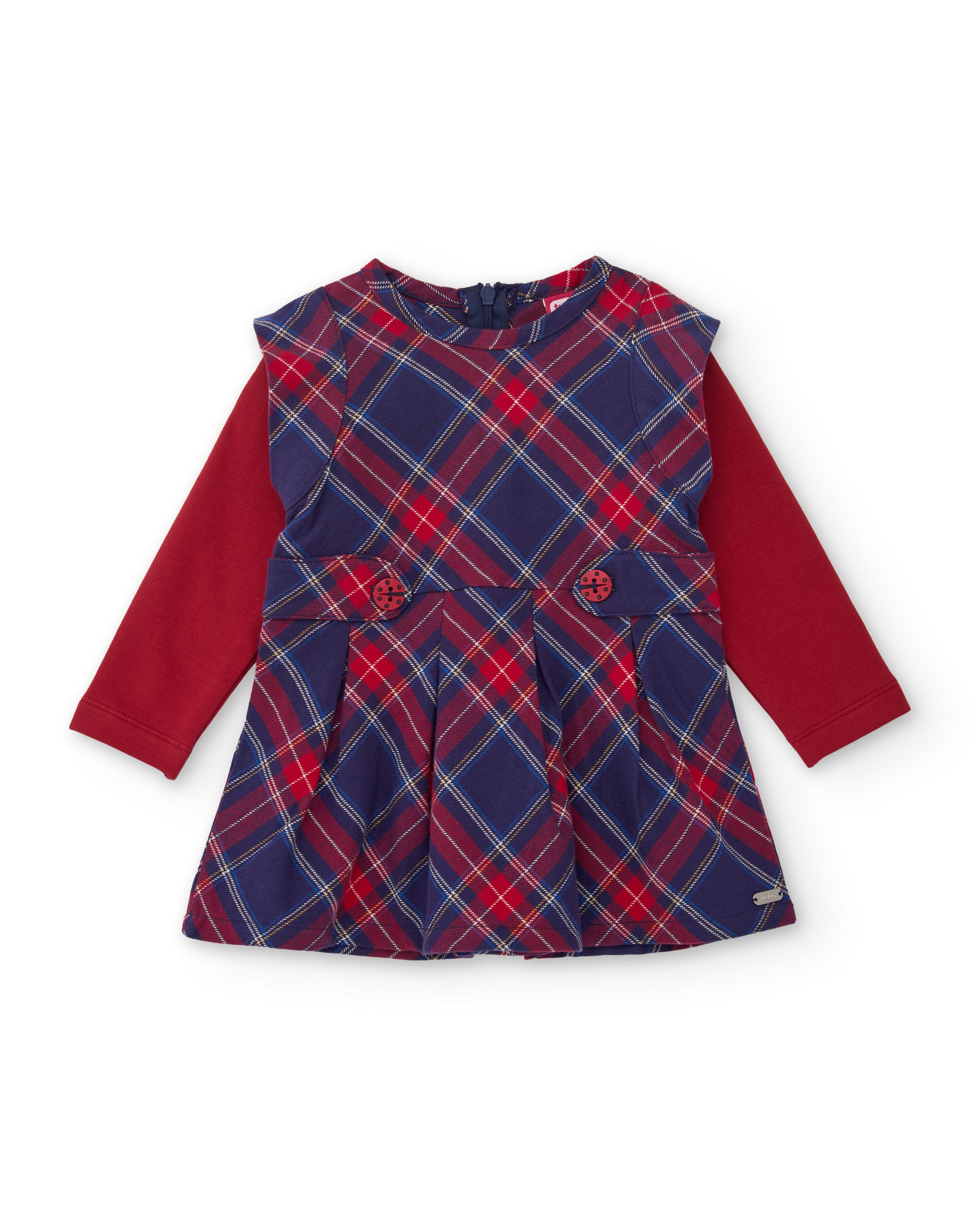 TucTuc Vestiti Vestito Quadri Rosso Maniche Lunghe