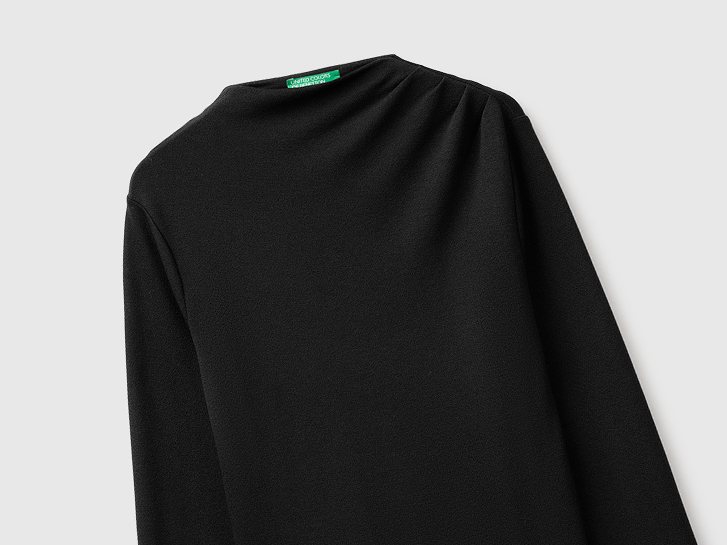 Benetton Maglietta Arricciata Viscosa Scollo Barca