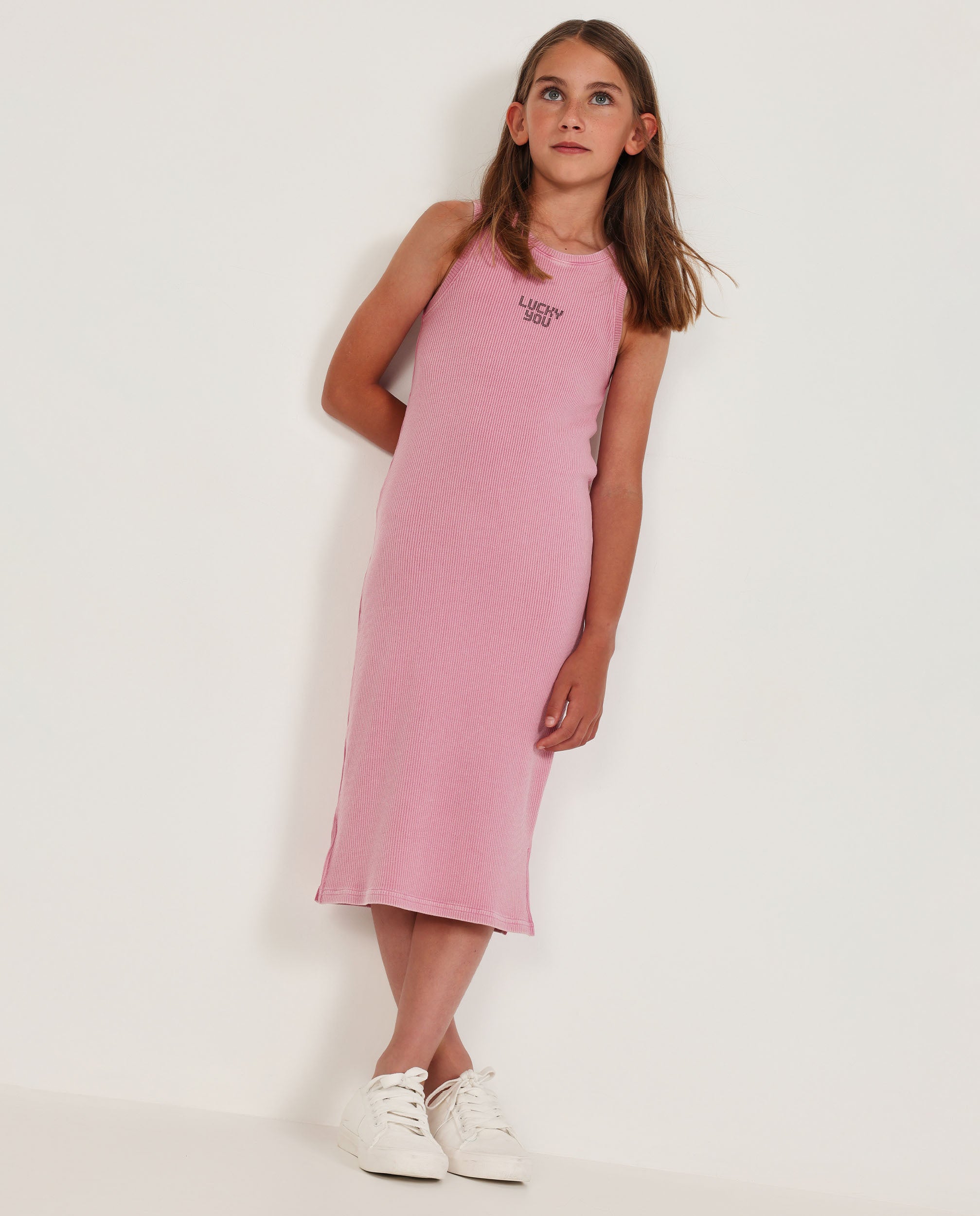 TucTuc Vestiti vestito bimba rosa coste Lucky You