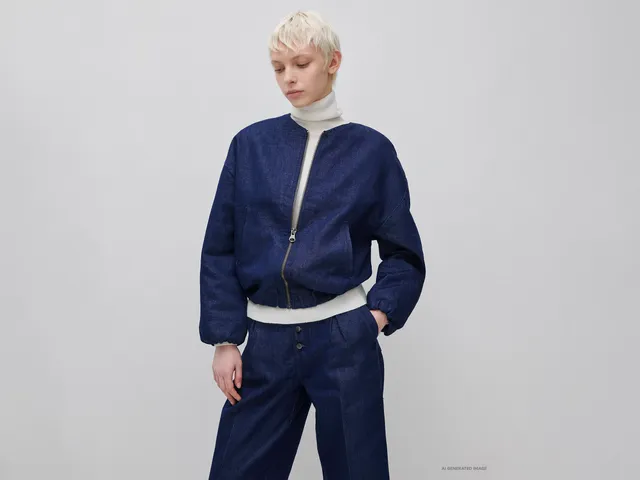 Benetton Jackets bomber denim lurex cotone taglia XS