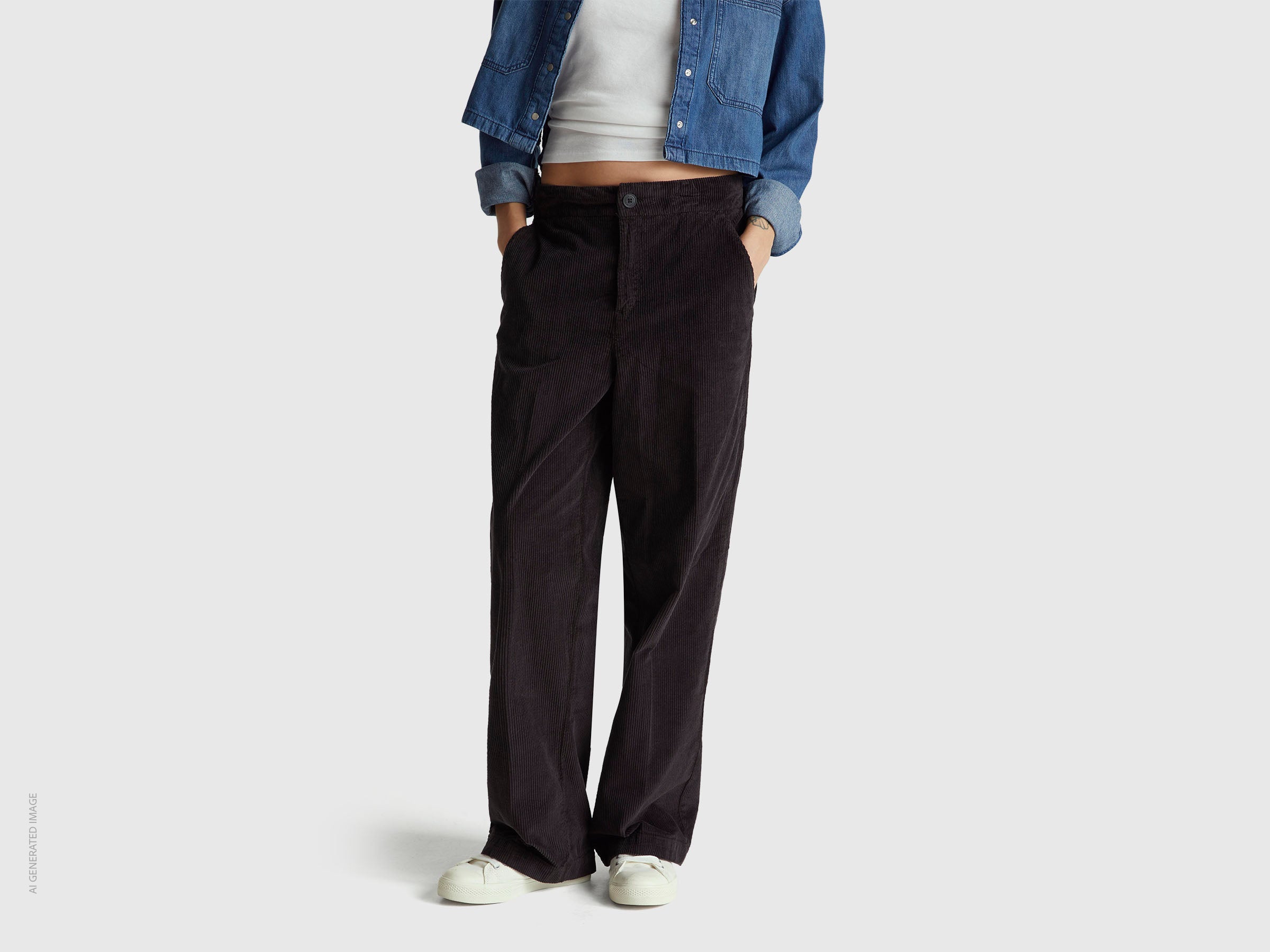 United Colors of Benetton pantaloni velluto gamba larga
