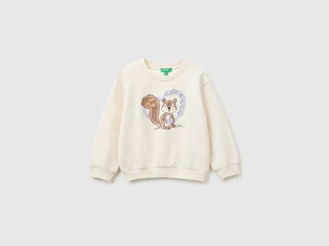 United Colors of Benetton felpa ricamo cotone bio
