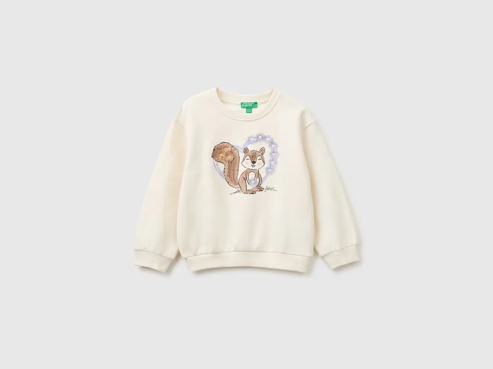 United Colors of Benetton felpa ricamo cotone bio