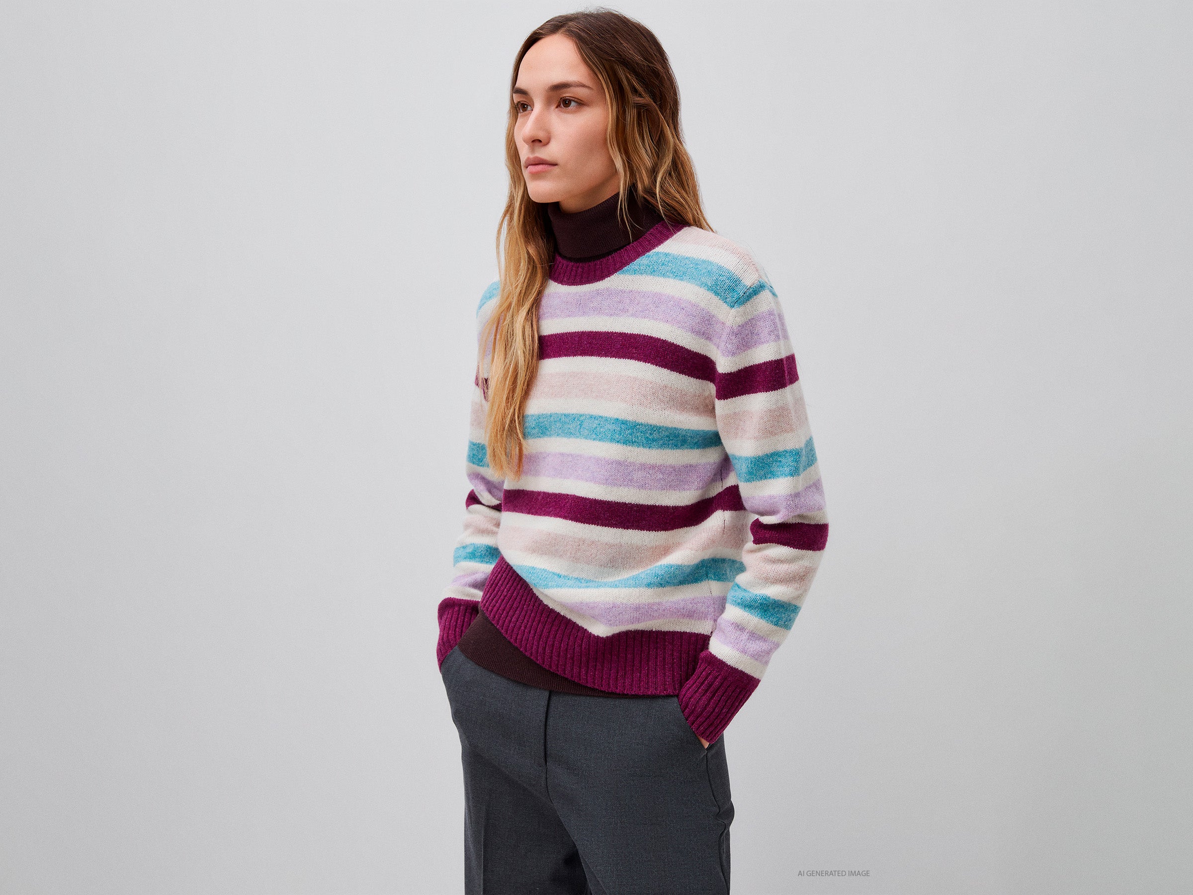 United Colors of Benetton Maglione Lana Shetland Righe Taglia XS