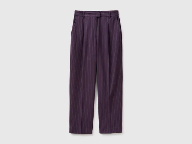 United Colors of Benetton Pantaloni Gessati Carrot Fit Viscosa