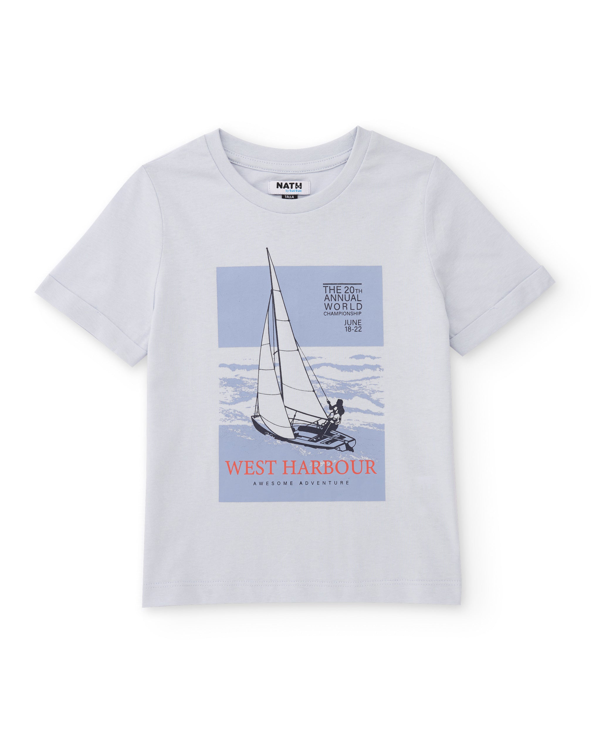 TucTuc Magliette T-Shirt Bambino Barca Celeste