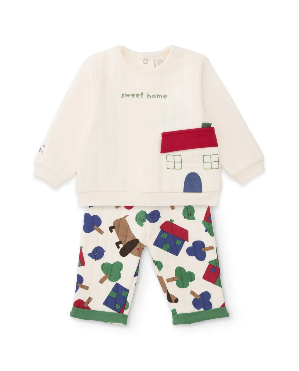 TucTuc Completi Completo felpa neonato bianco sweet home