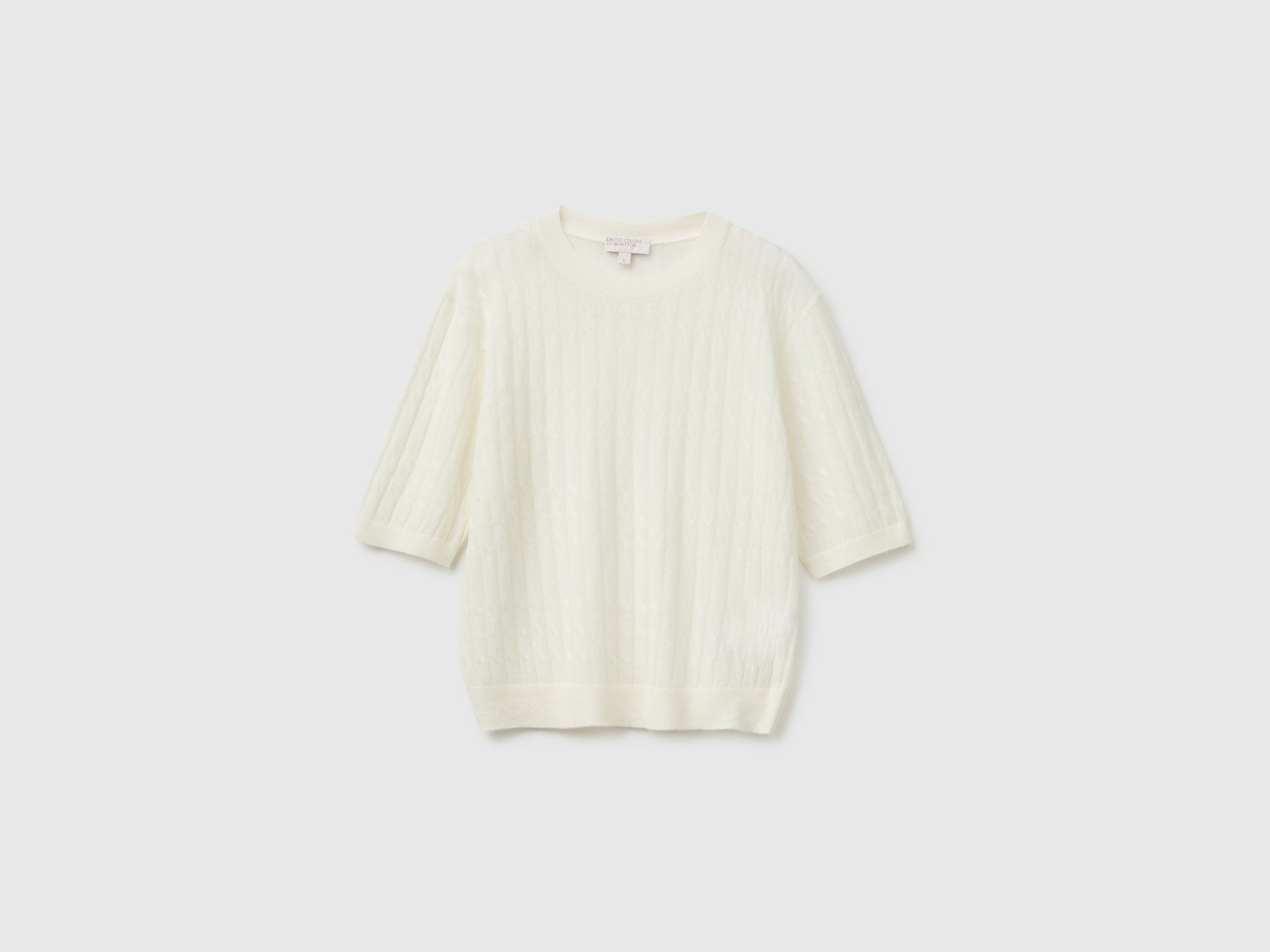 United Colors of Benetton Ultralight Maglione Lana Trecce Taglia M