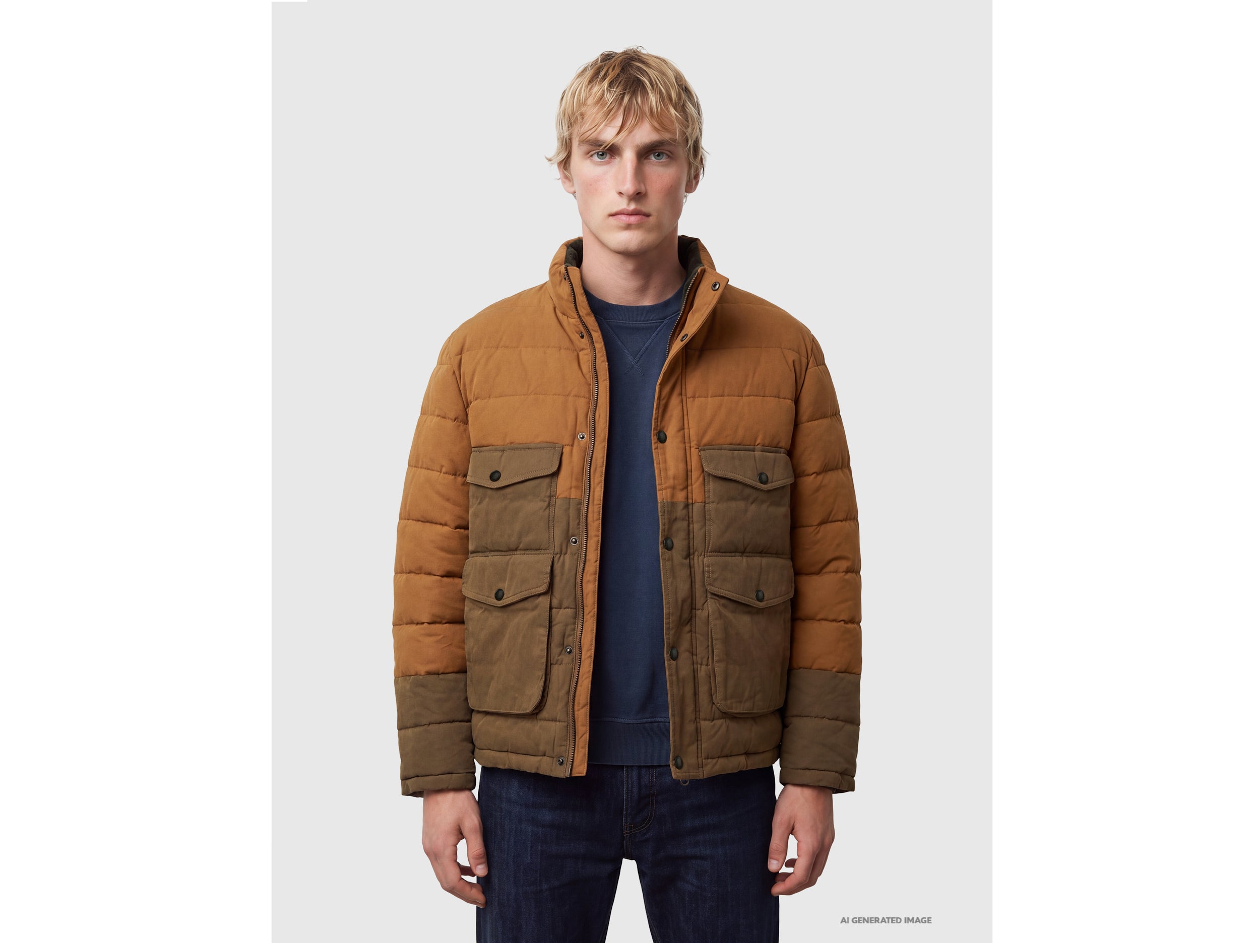 Benetton Giacca Pesante Trapuntata Nylon Cotone Velluto