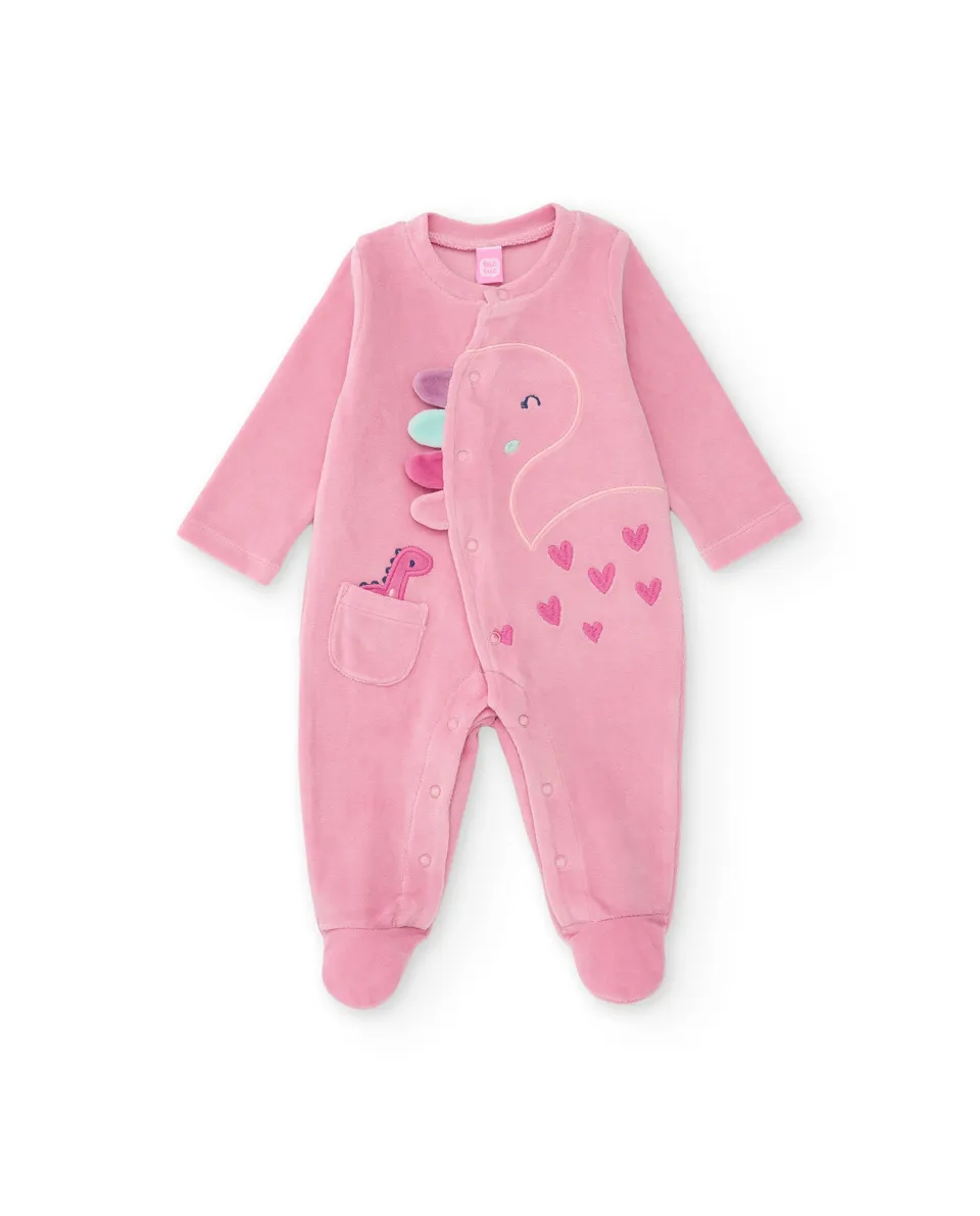 TucTuc Tutine felpata neonato rosa 0-1M dinosauri