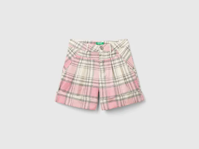 United Colors of Benetton Trousers Bermuda velluto tartan cotone