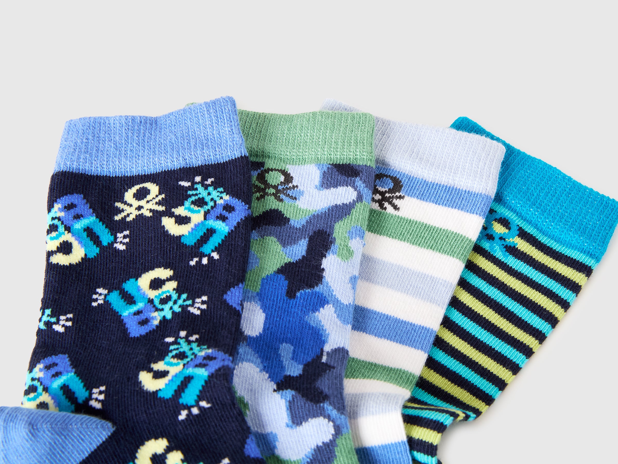 United Colors of Benetton 6AO3R7008 calzini bambini 4 paia cotone fantasia