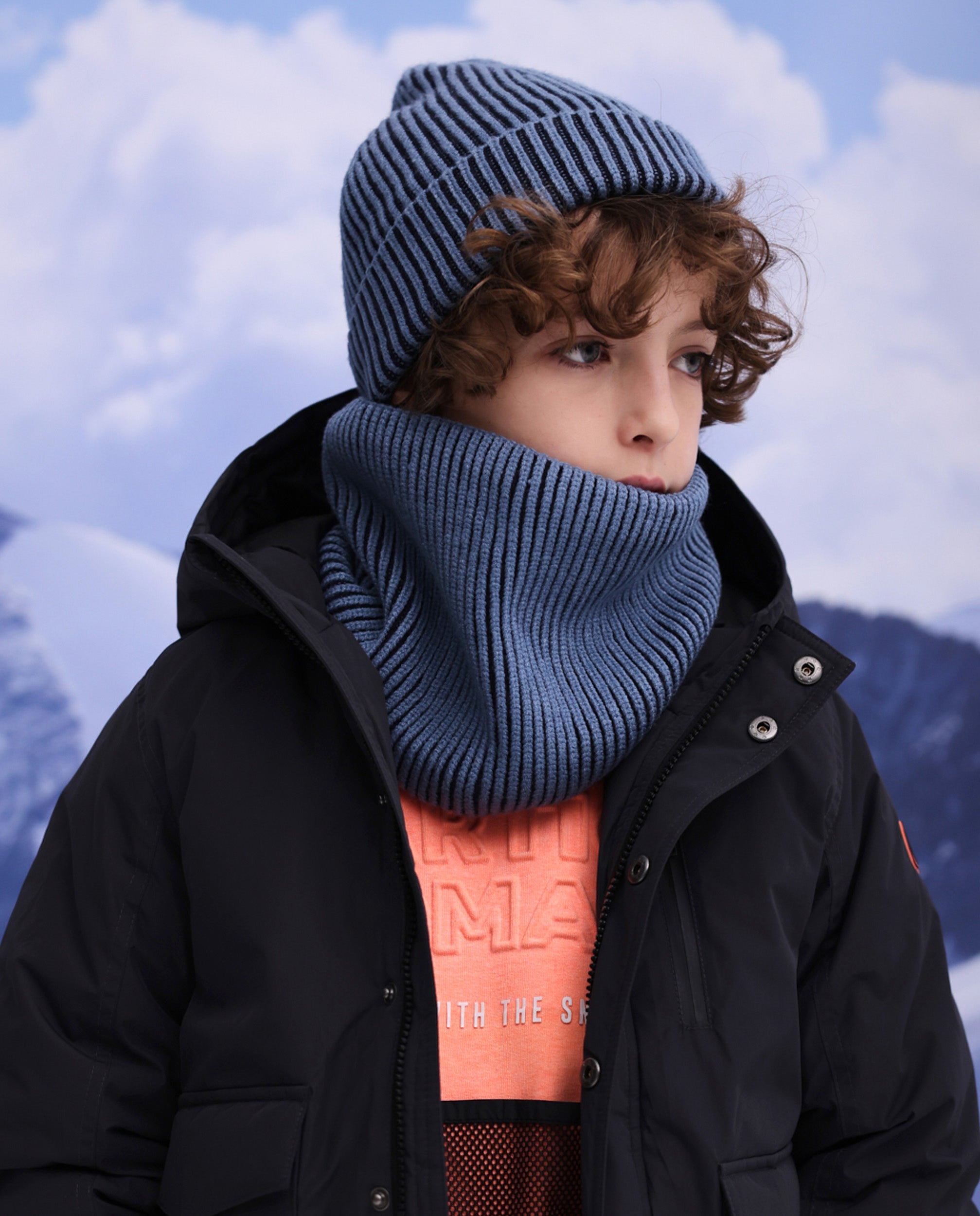 TucTuc Accessori Set Tricot Berretto Scaldacollo Blu M