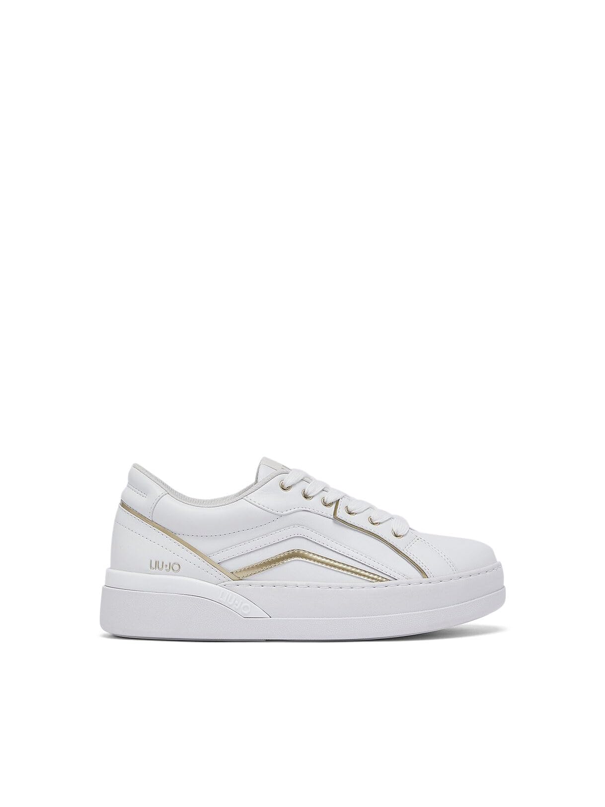 Liu Jo Sneakers Pelle Bianche 35 con Accenti Lamé
