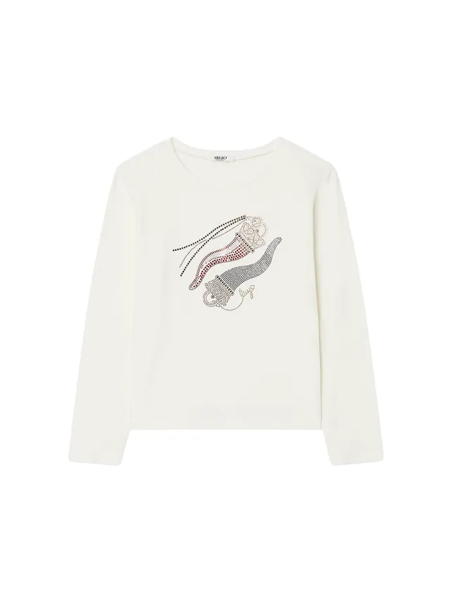 Liu Jo T-Shirt in Jersey con Stampa maglia L maniche lunghe