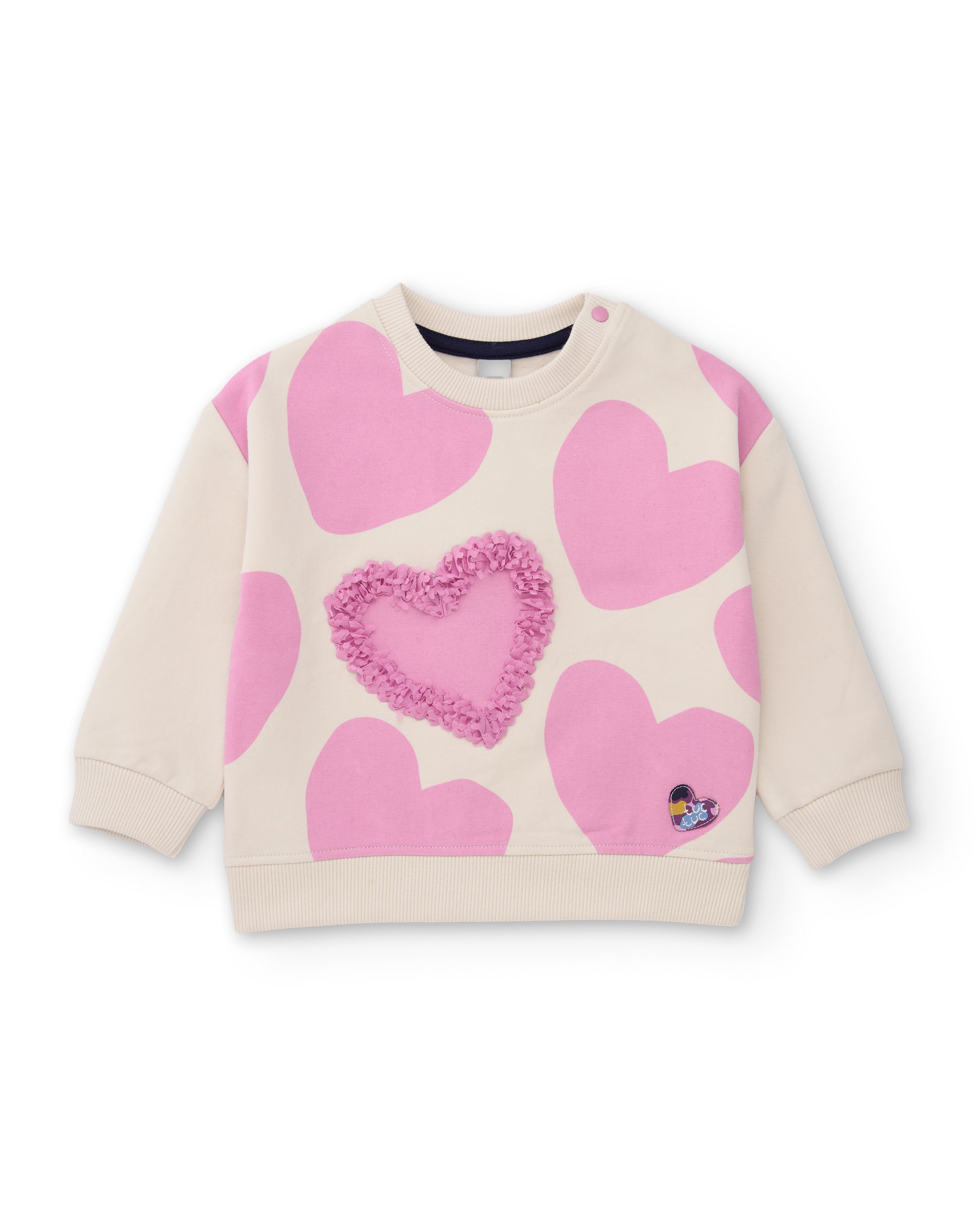 TucTuc Felpe felpa bambina crudo cuori rosa maniche lunghe