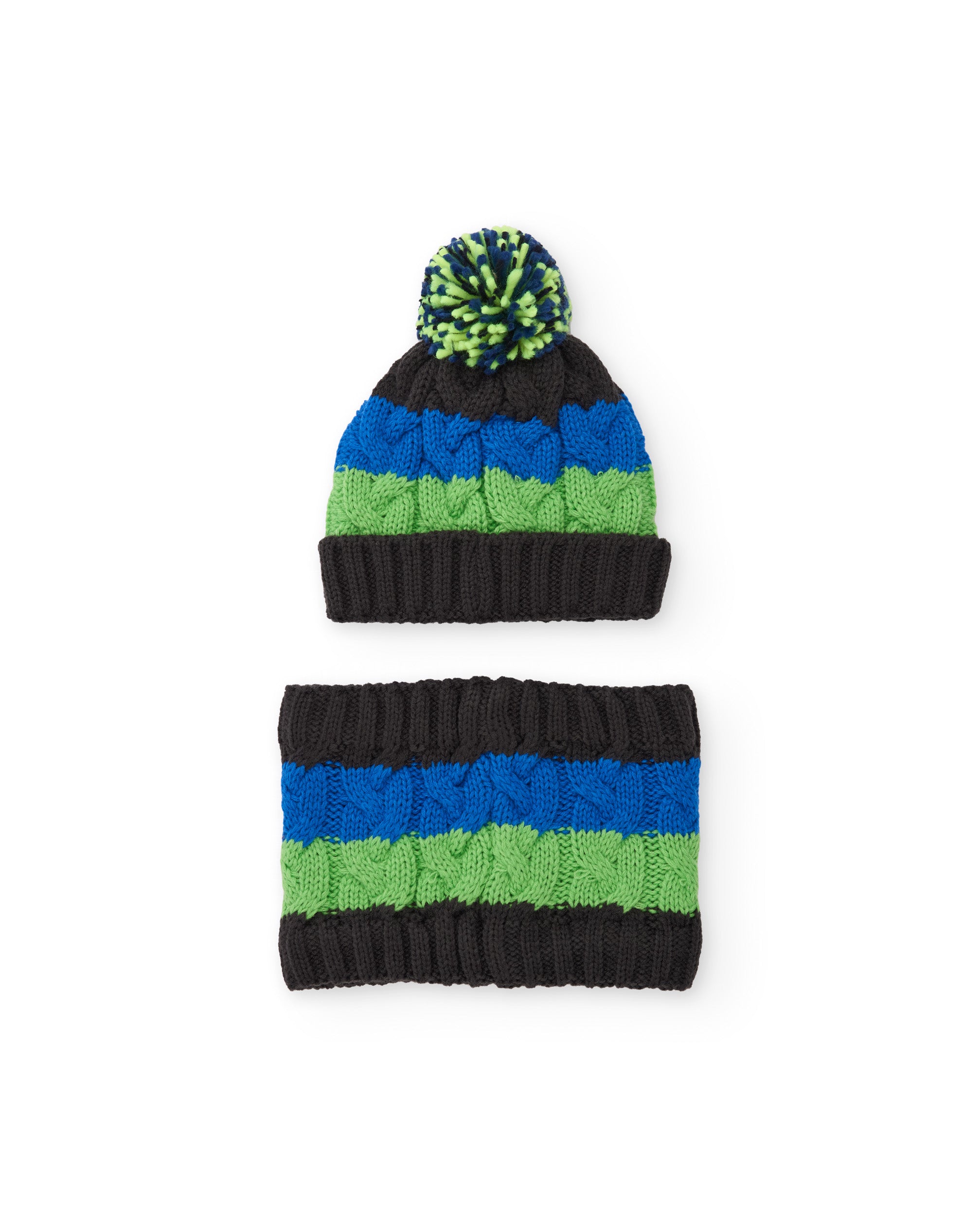 TucTuc Accessori set bambino cappello pompon scaldacollo righe