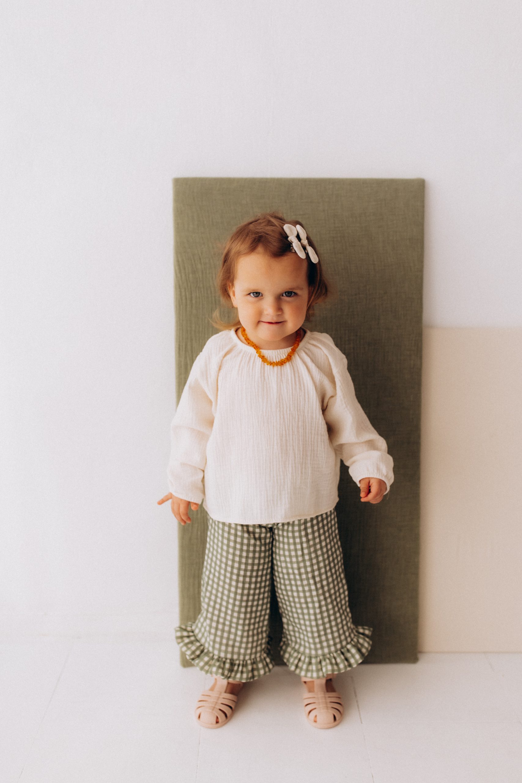 Woolly Organic Kids Trousers Ruffle pantaloni mussola cotone
