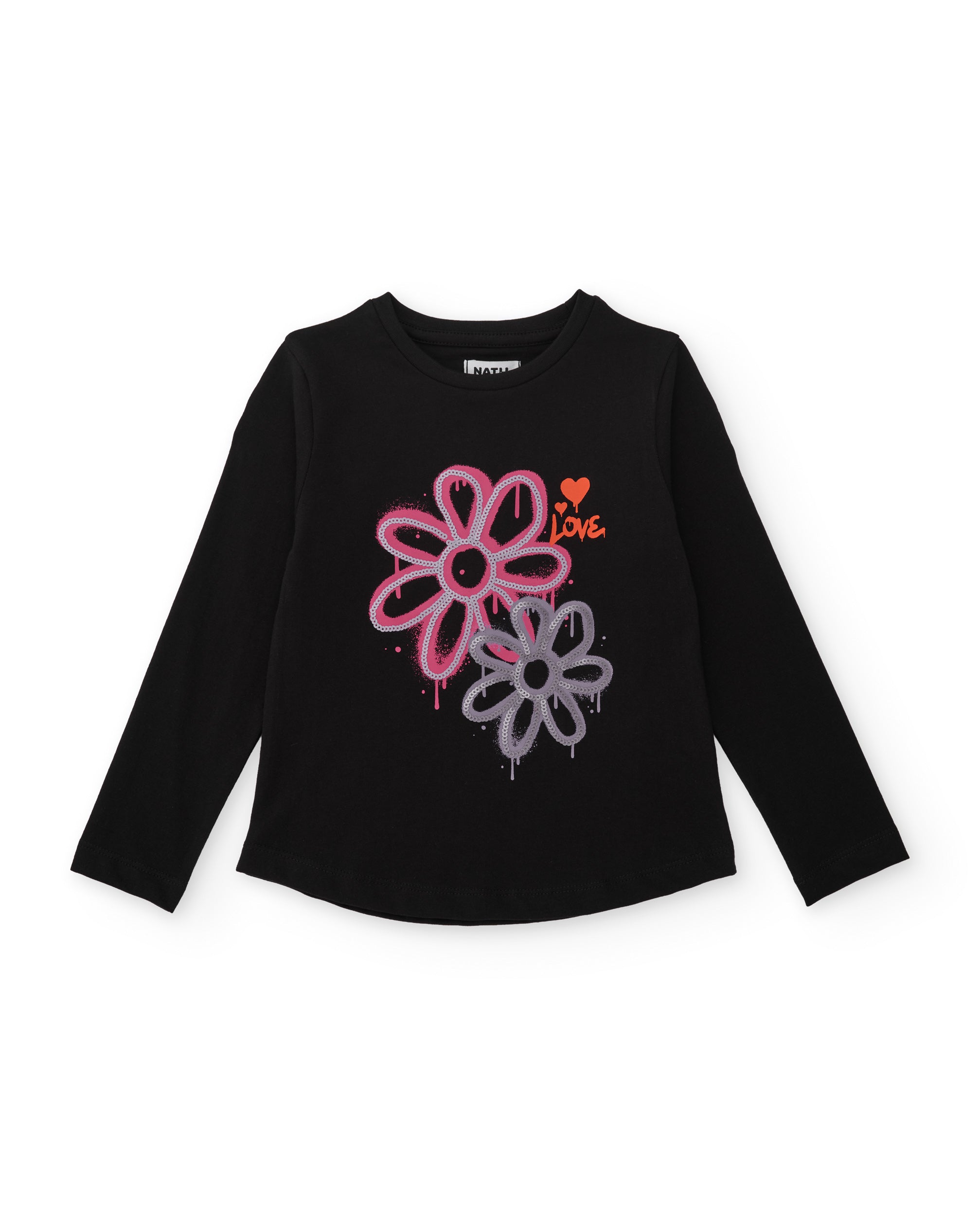 TucTuc Completi Set bambina nero leggings fucsia fiori