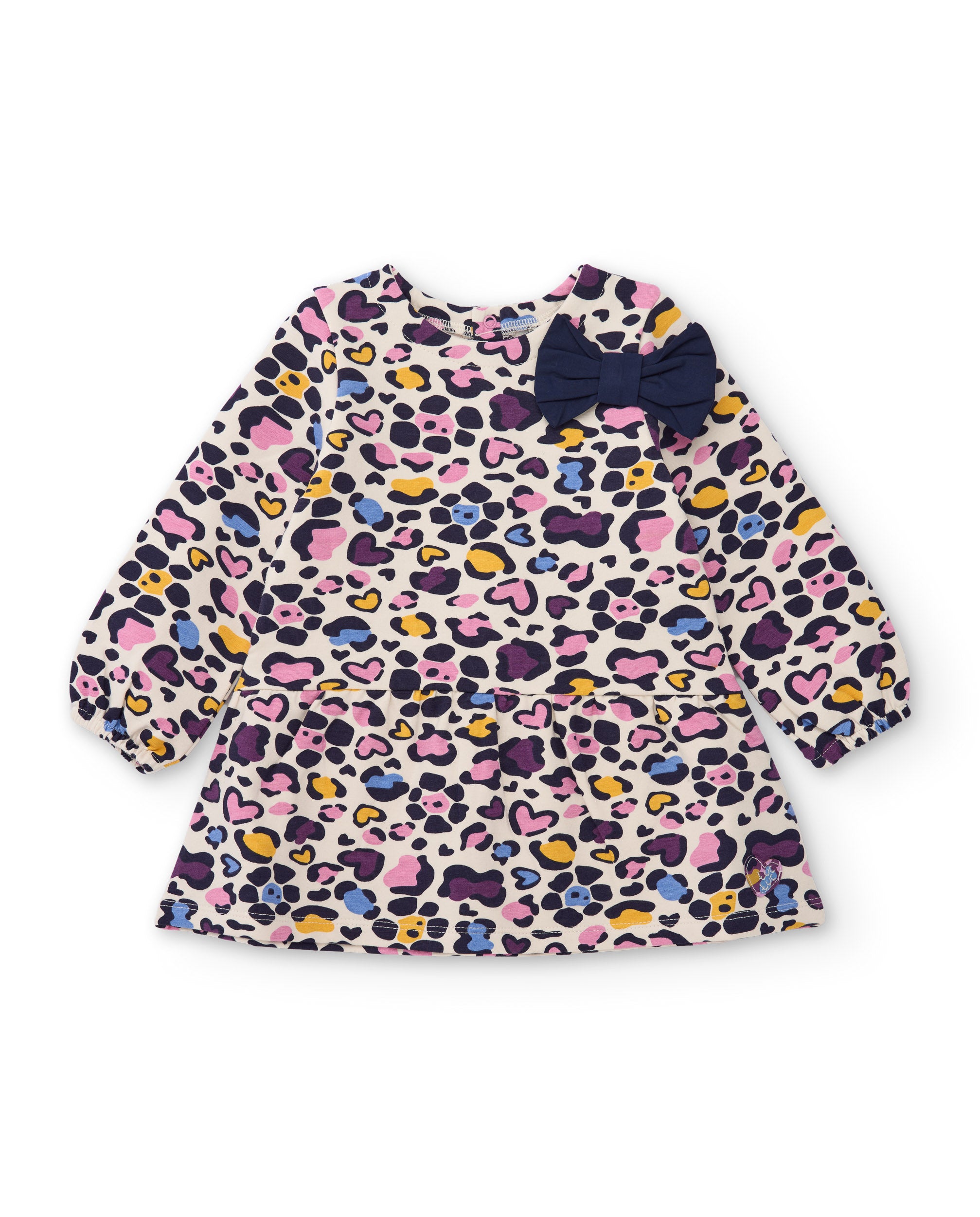 TucTuc Vestiti Vestito Felpa Bambina Animalier Crudo con Fiocco