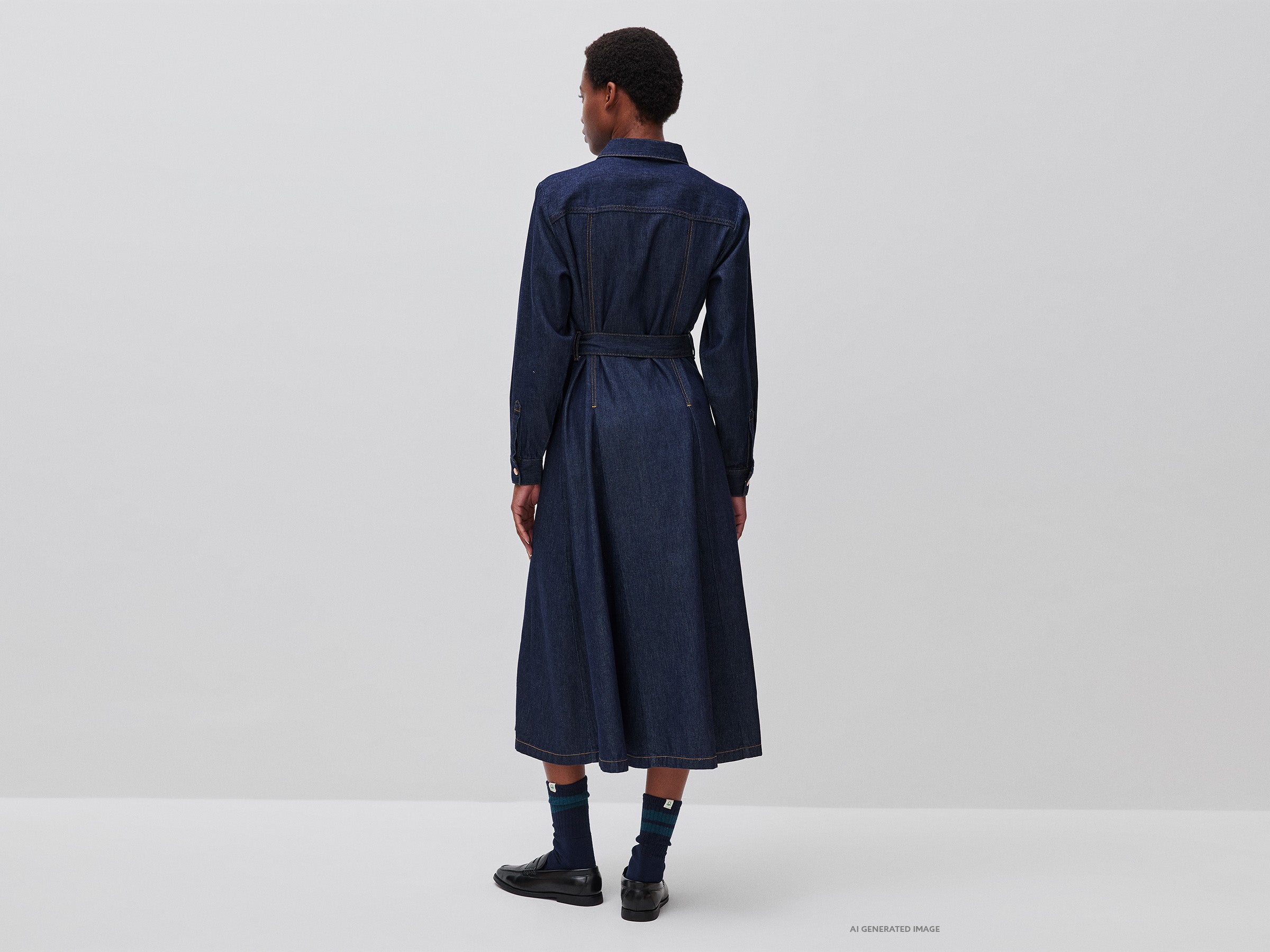 United Colors of Benetton Dresses abito denim con cintura cotone