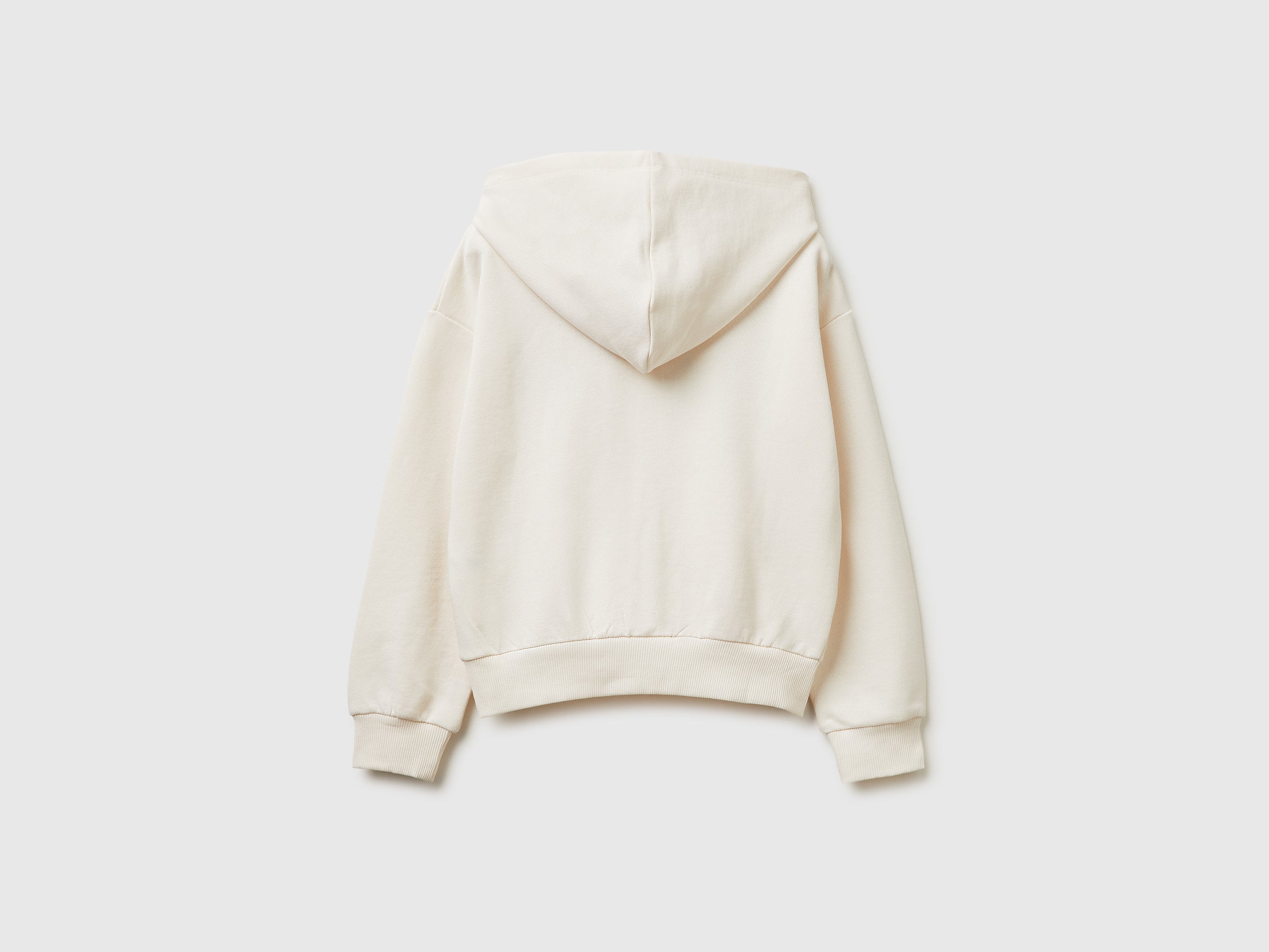 United Colors of Benetton Felpa Cappuccio Zip Cotone Stampa Glitter