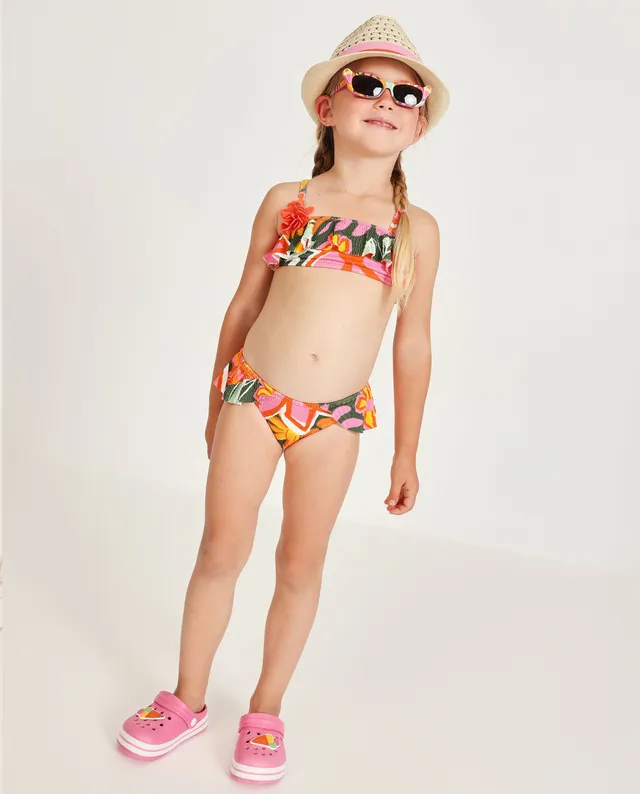 TucTuc Costumi Bikini Bambina Arancione Fiori 3D Elastico