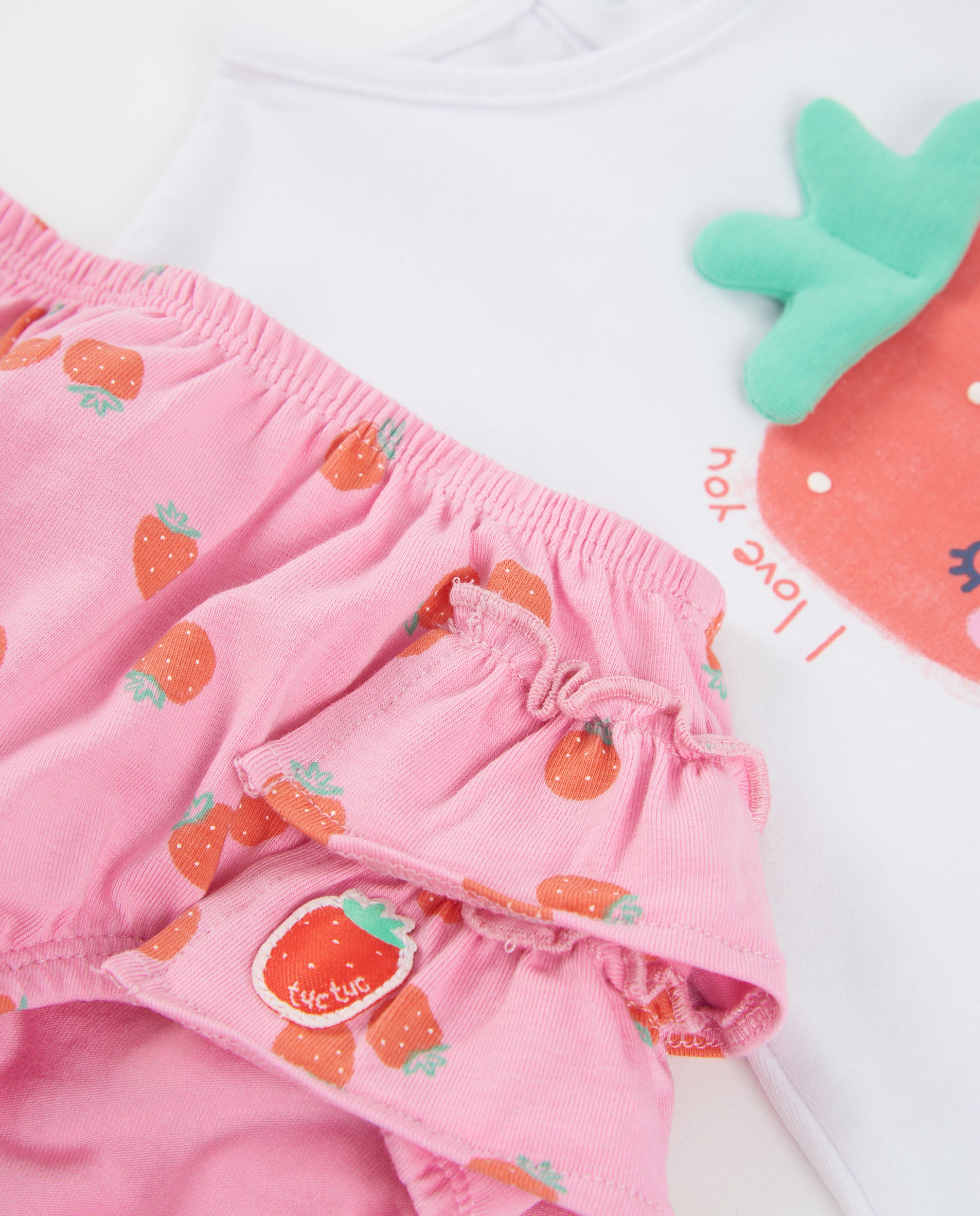 TucTuc Completi Set Neonato Bianco Cotone Fragola