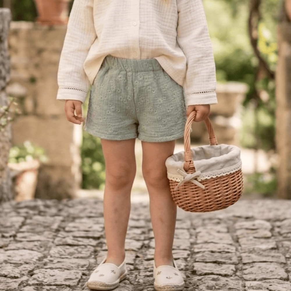 Petite Citrouille Héloïse pantaloncini bimbo cotone salvia
