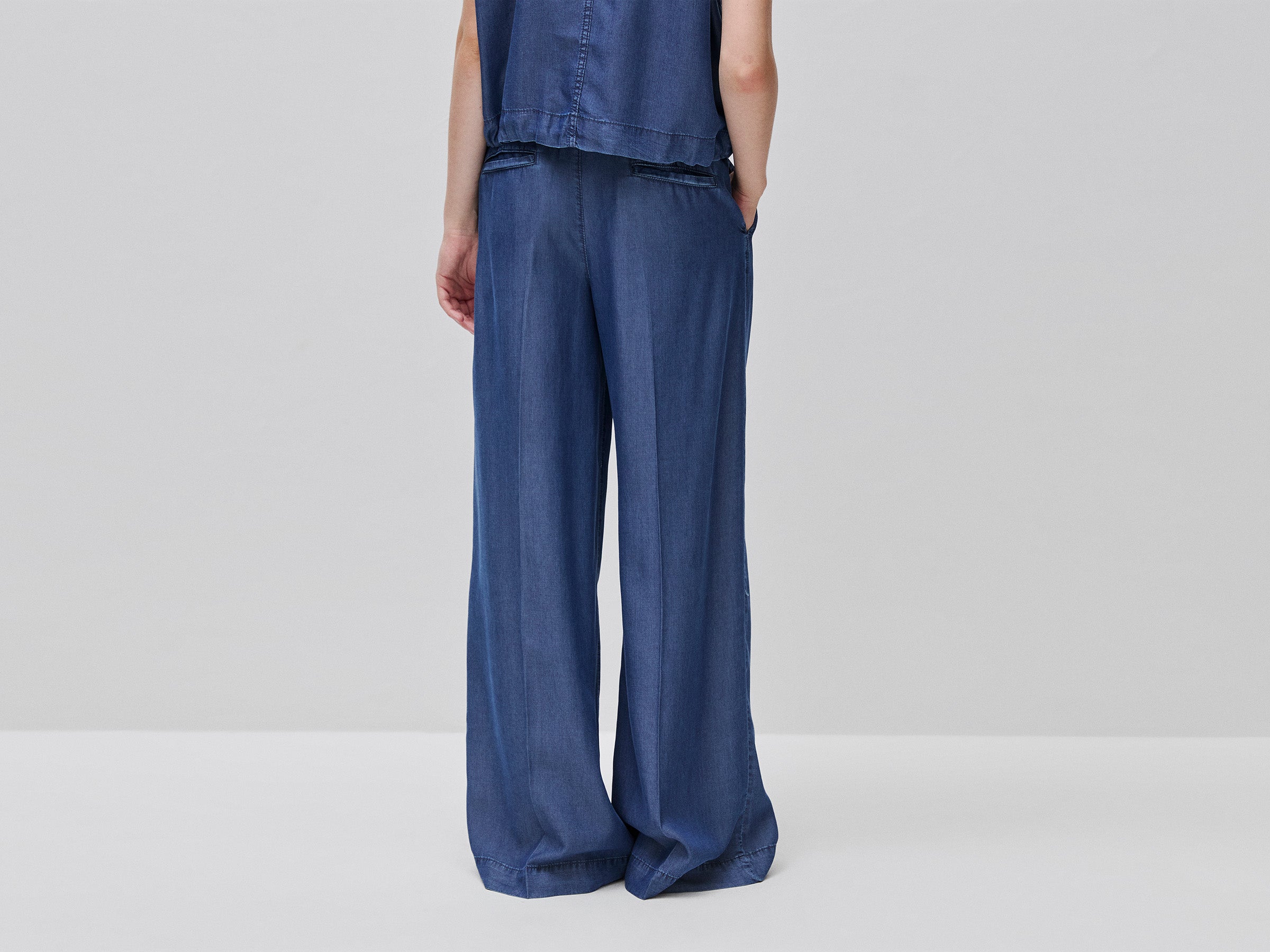 United Colors of Benetton Pantaloni Chambray Lyocell Gamba Larga XS