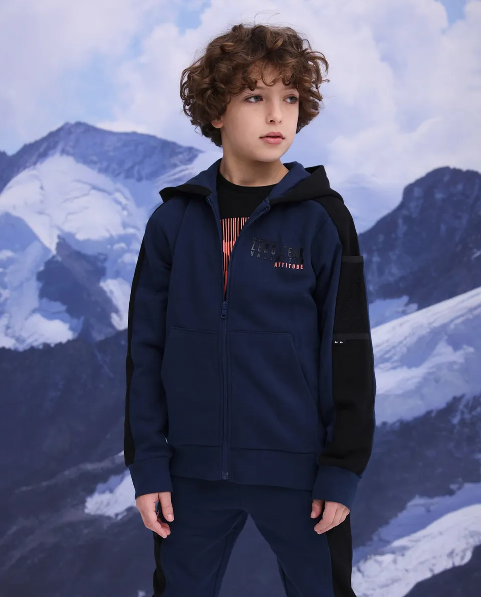 TucTuc Felpe Felpa Bambino Cappuccio Zip Blu Marino Cotone
