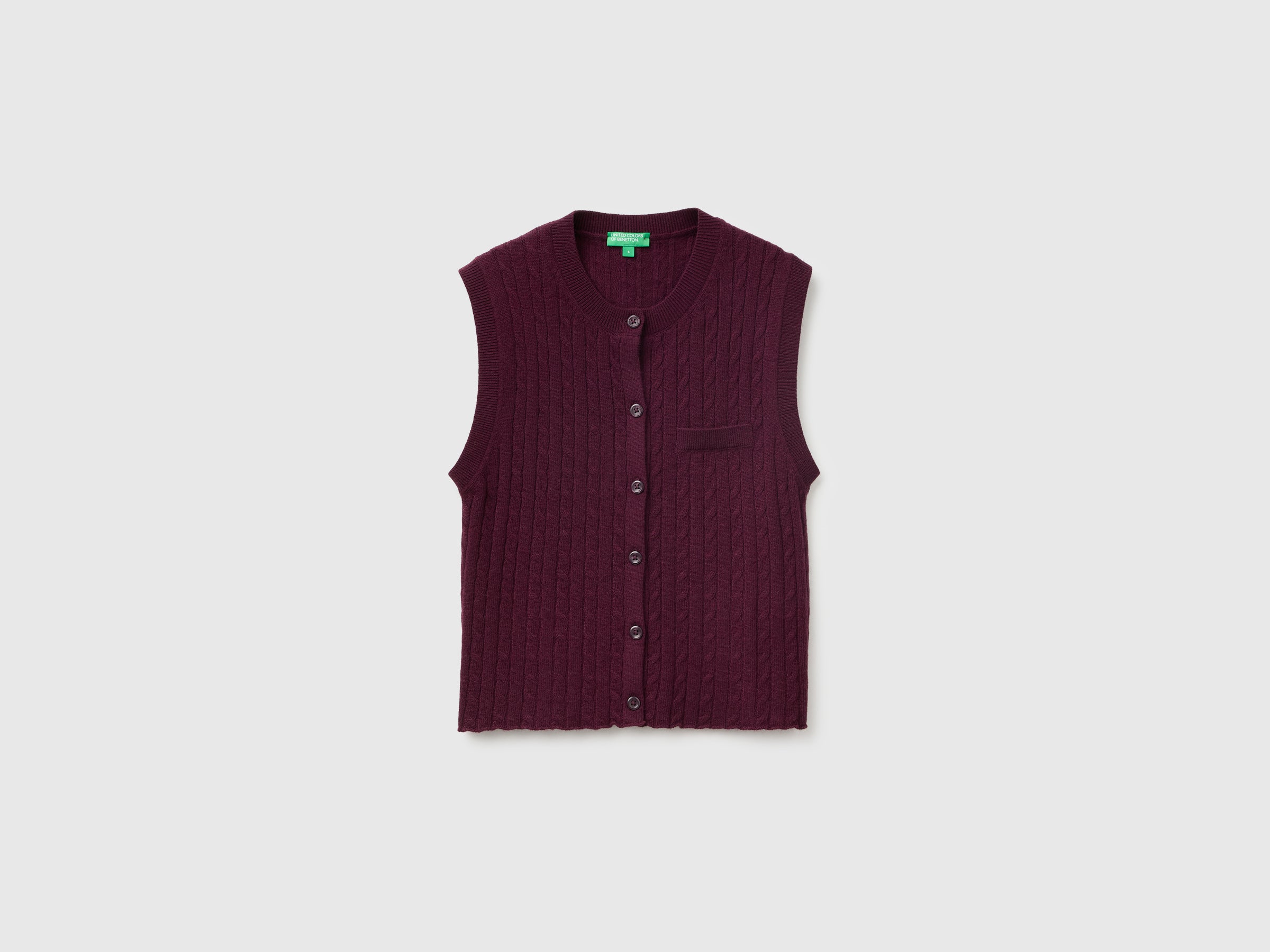 United Colors of Benetton gilet trecce viscosa lana cashmere bottoni