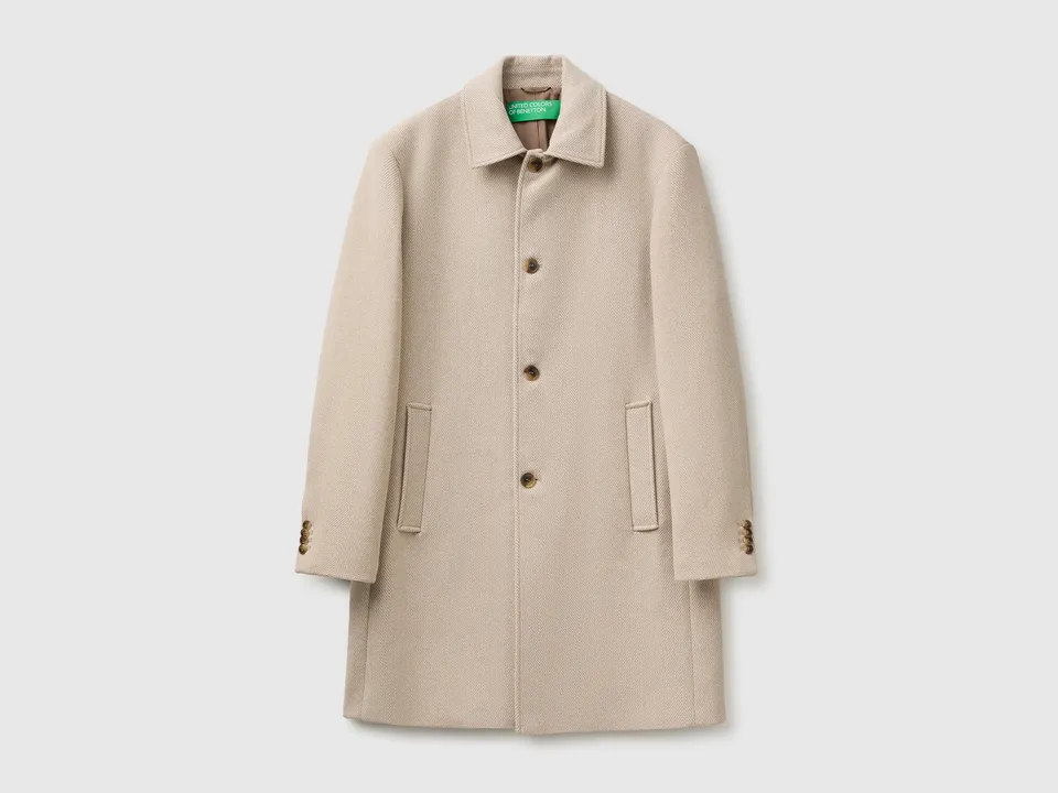 United Colors of Benetton Cappotto Misto Lana Bottoni Uomo