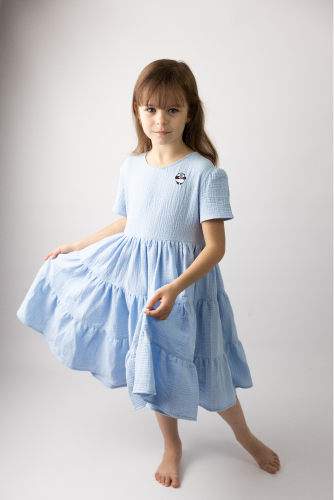 Pamboo Streetwear vestito bambina mussola manica corta cotone